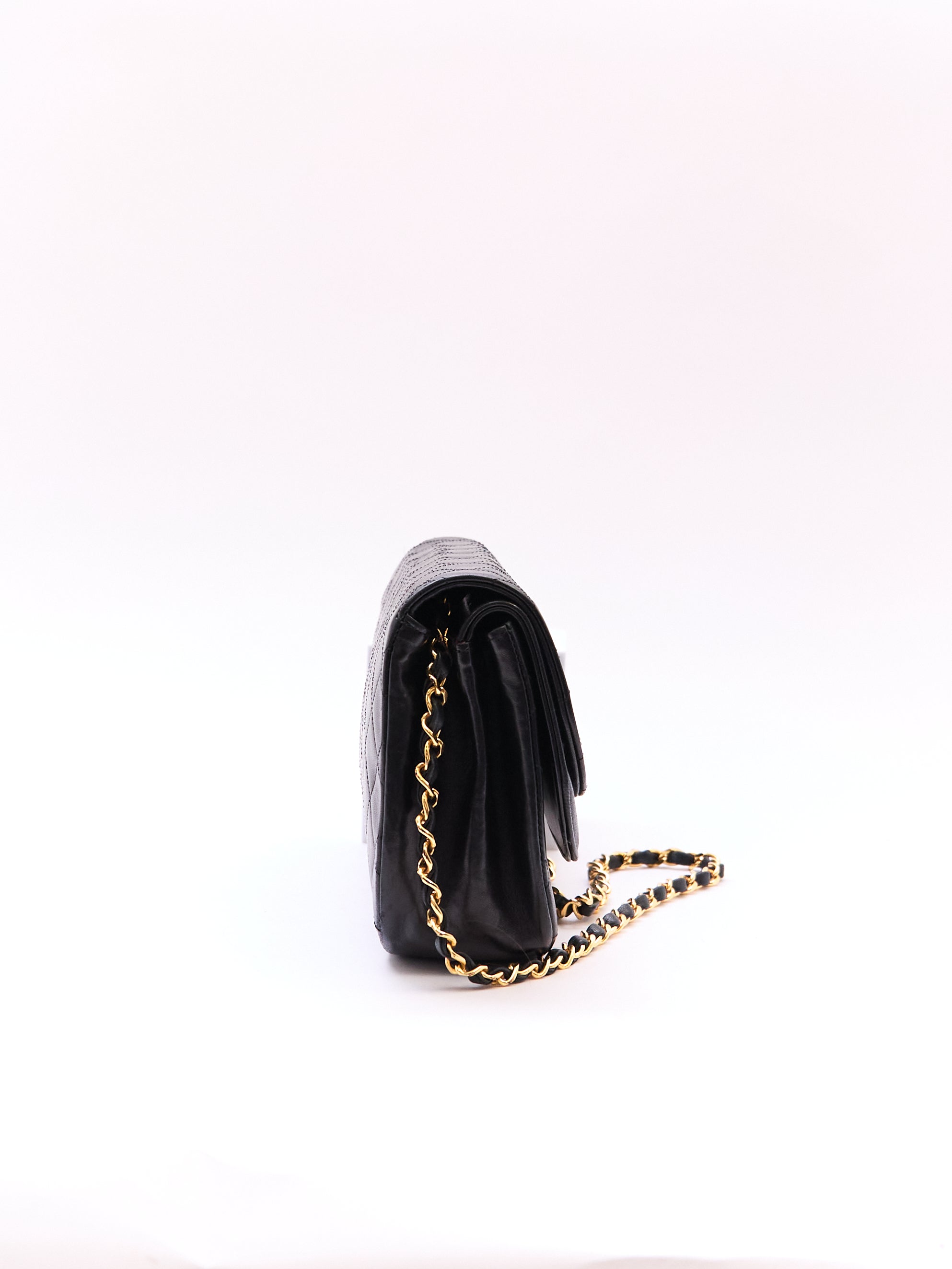Chanel Black Double Flap Half Moon 24K Hardware