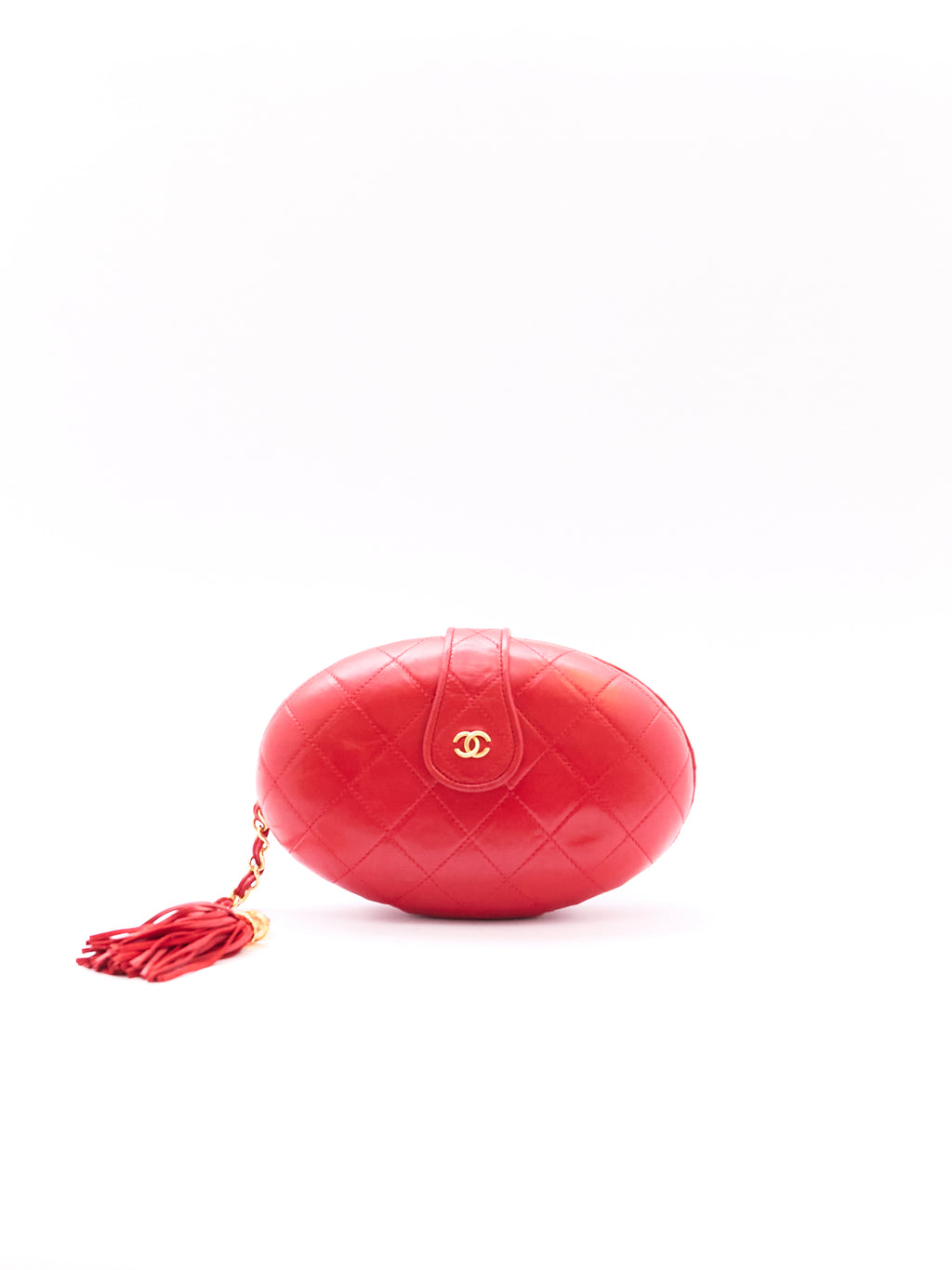 90's Chanel Red Egg Clutch
