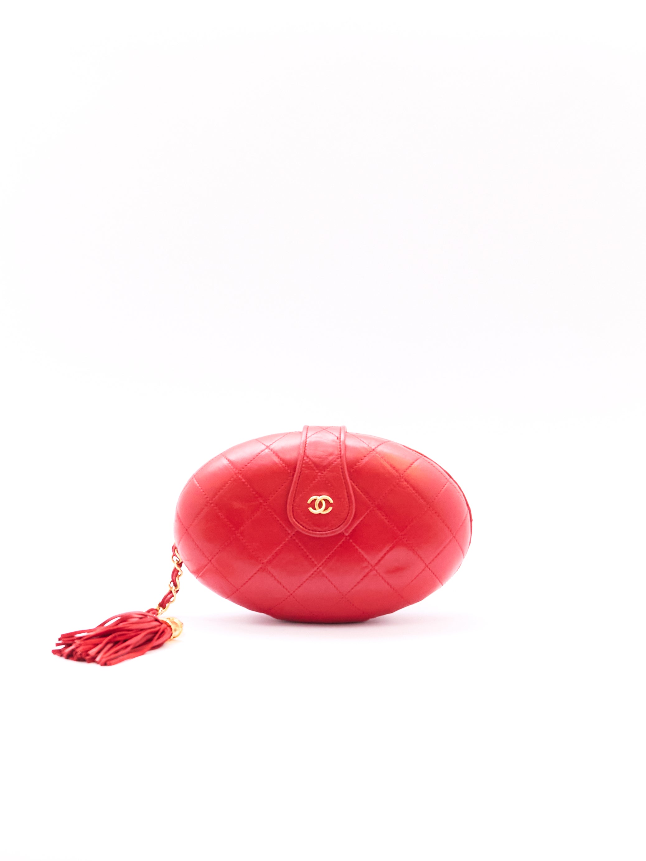 90's Chanel Red Egg Clutch