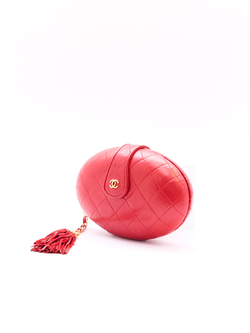 90's Chanel Red Egg Clutch