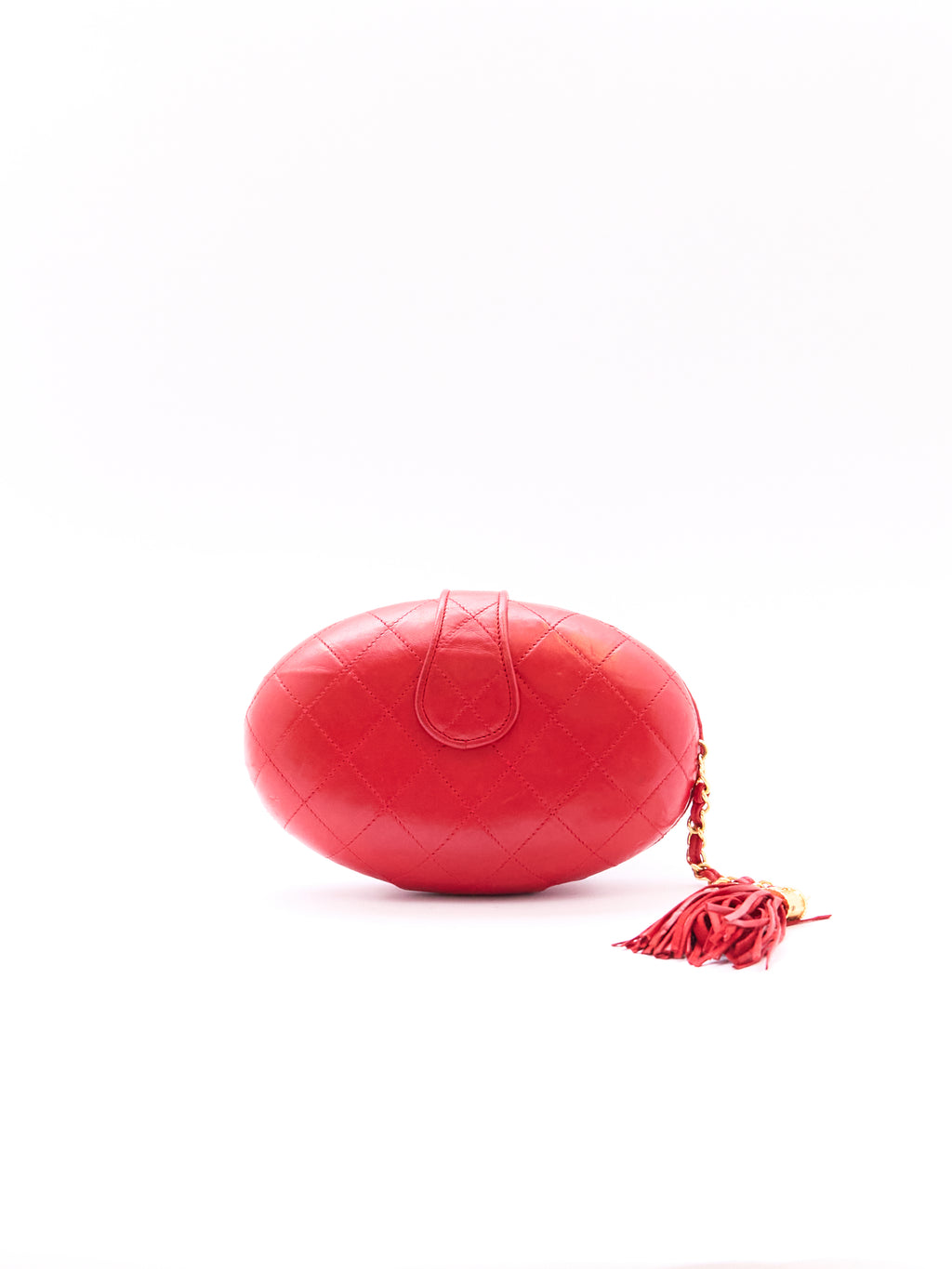 90's Chanel Red Egg Clutch