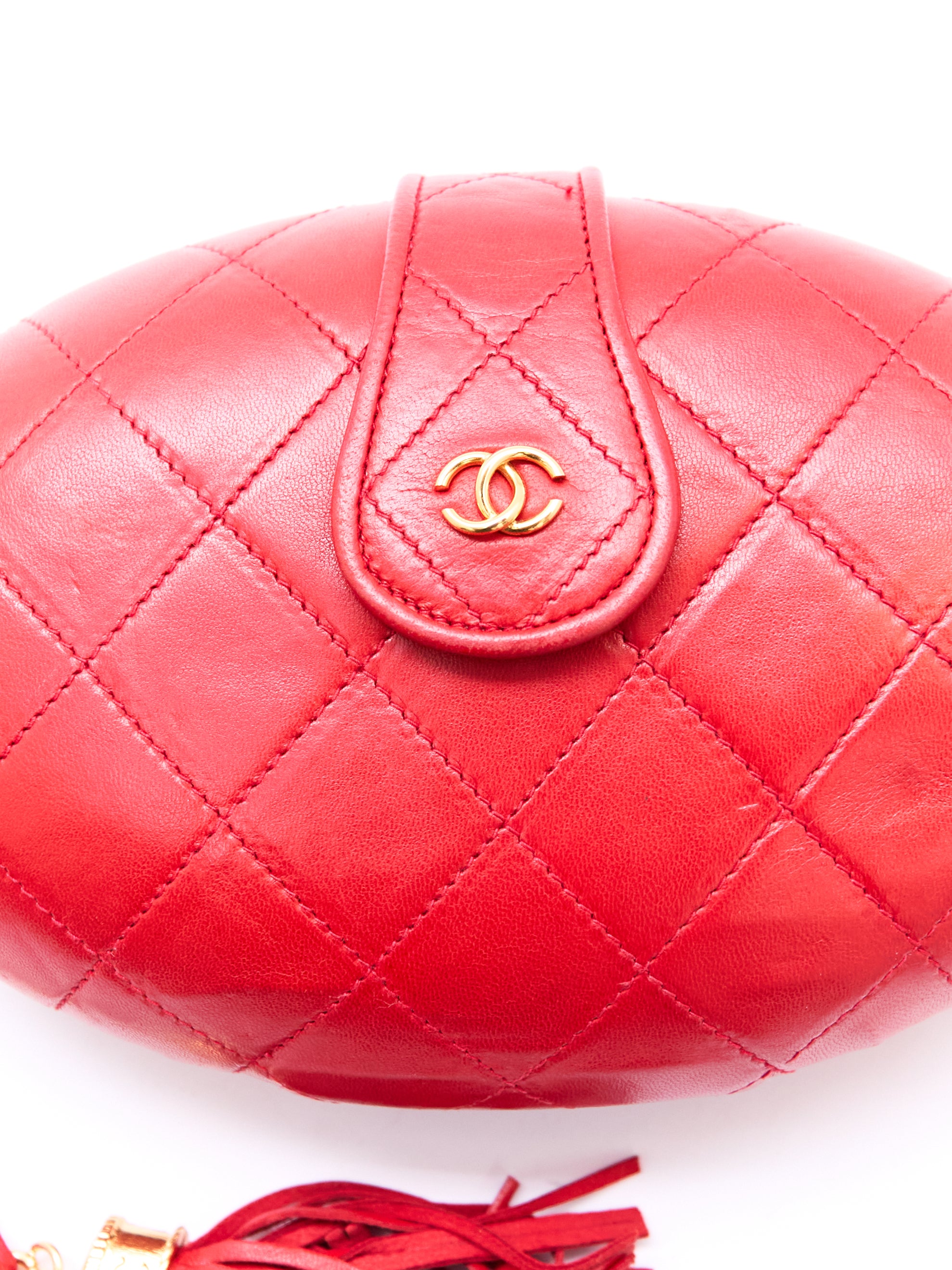 90's Chanel Red Egg Clutch
