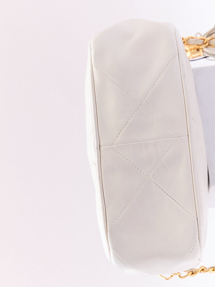 90's Chanel White Lambskin CC Camera Bag
