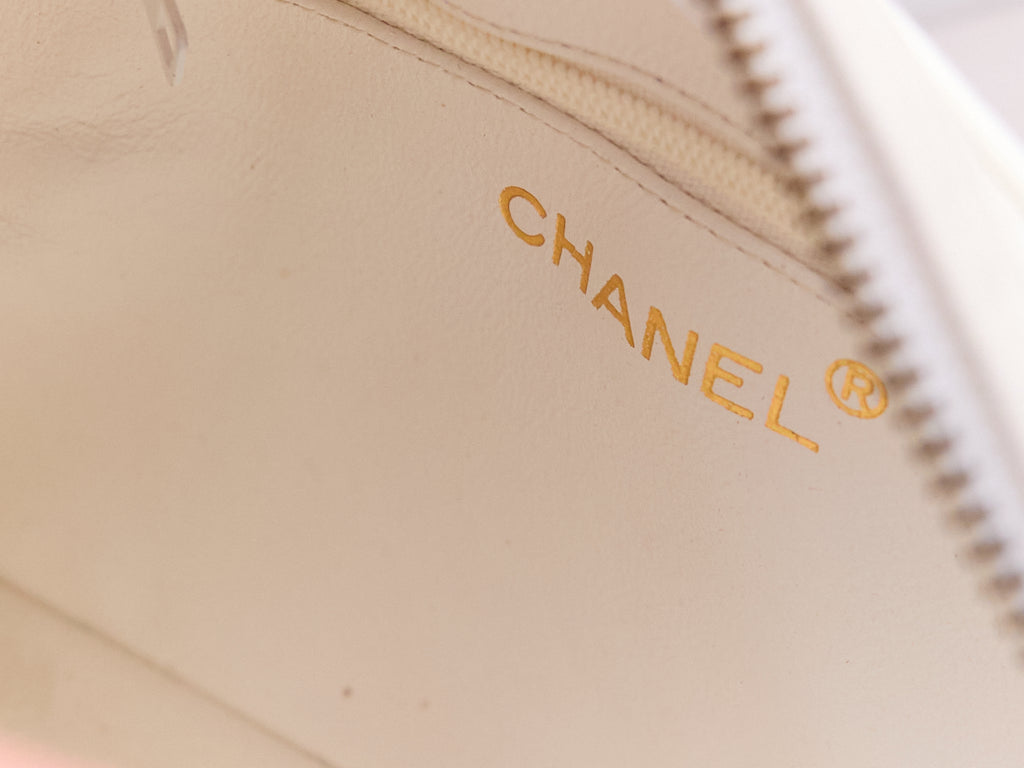 90's Chanel White Lambskin CC Camera Bag