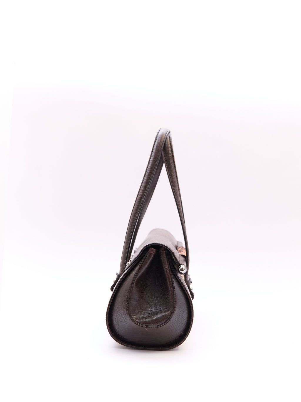 00's Gucci Bullet Bamboo Brown GG Canvas Handbag