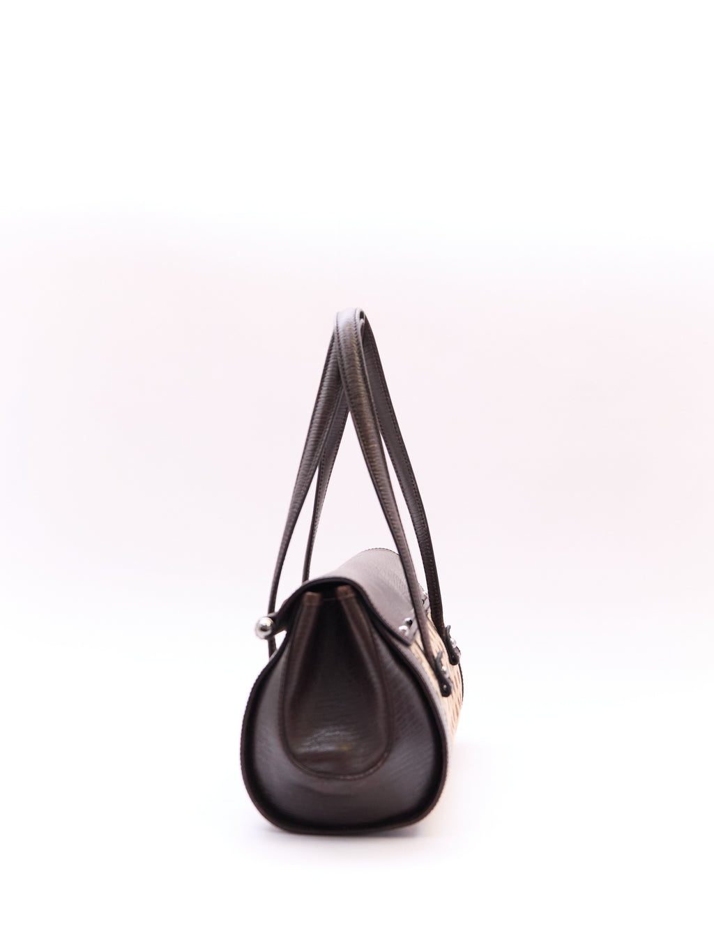 00's Gucci Bullet Bamboo Brown GG Canvas Handbag
