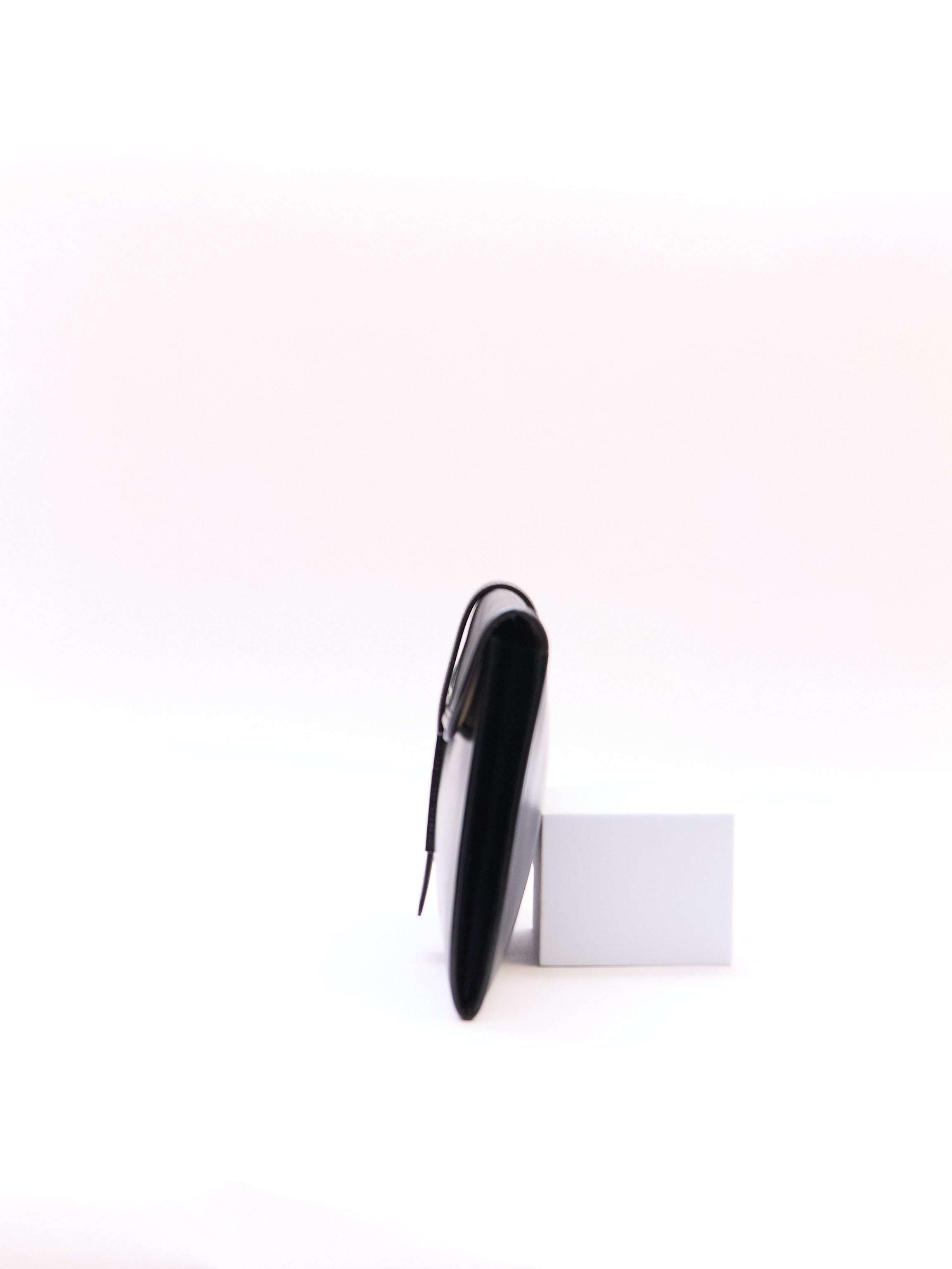 Hermes Black Leather Envelope Clutch