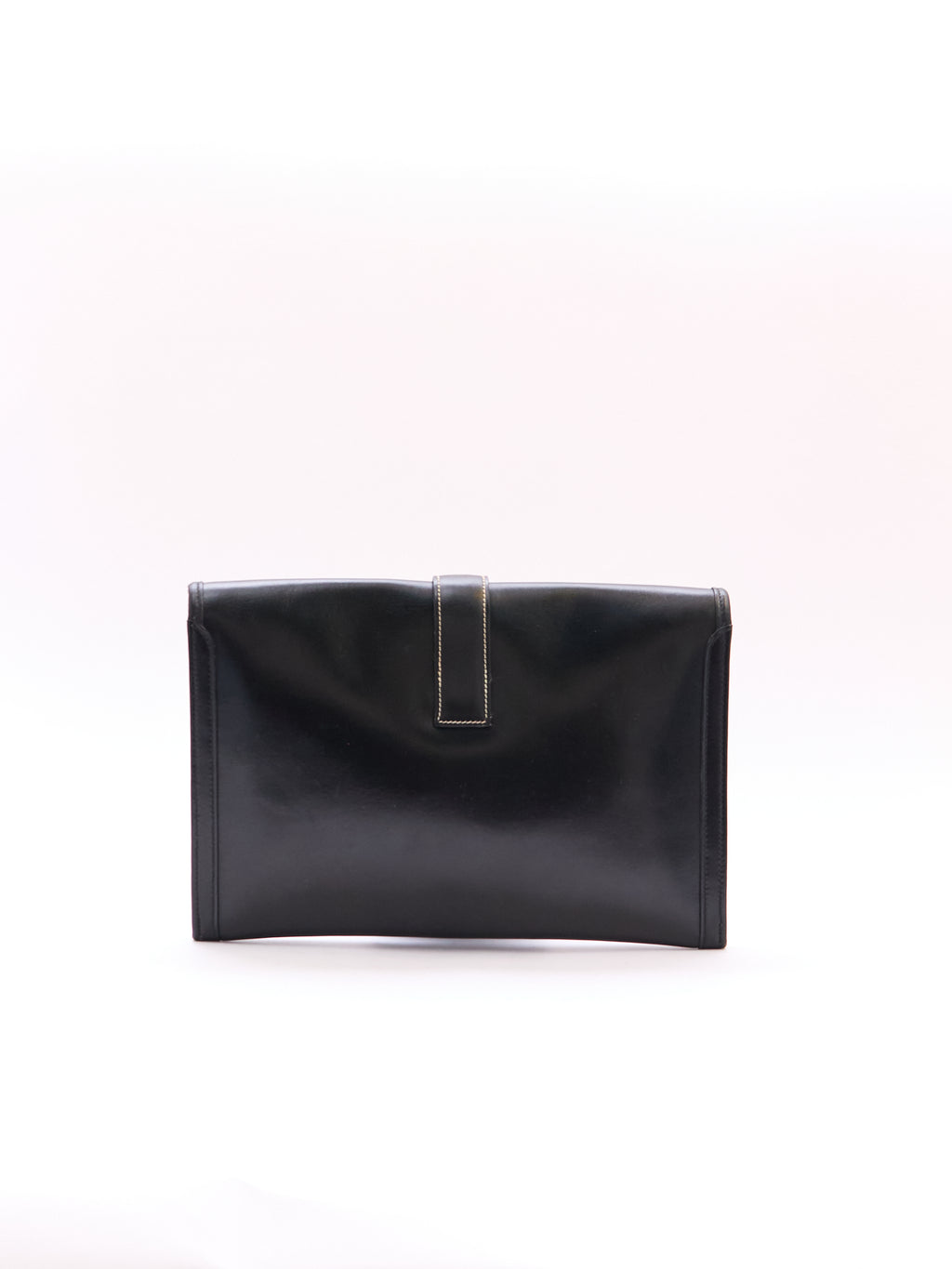 Hermes Black Leather Envelope Clutch