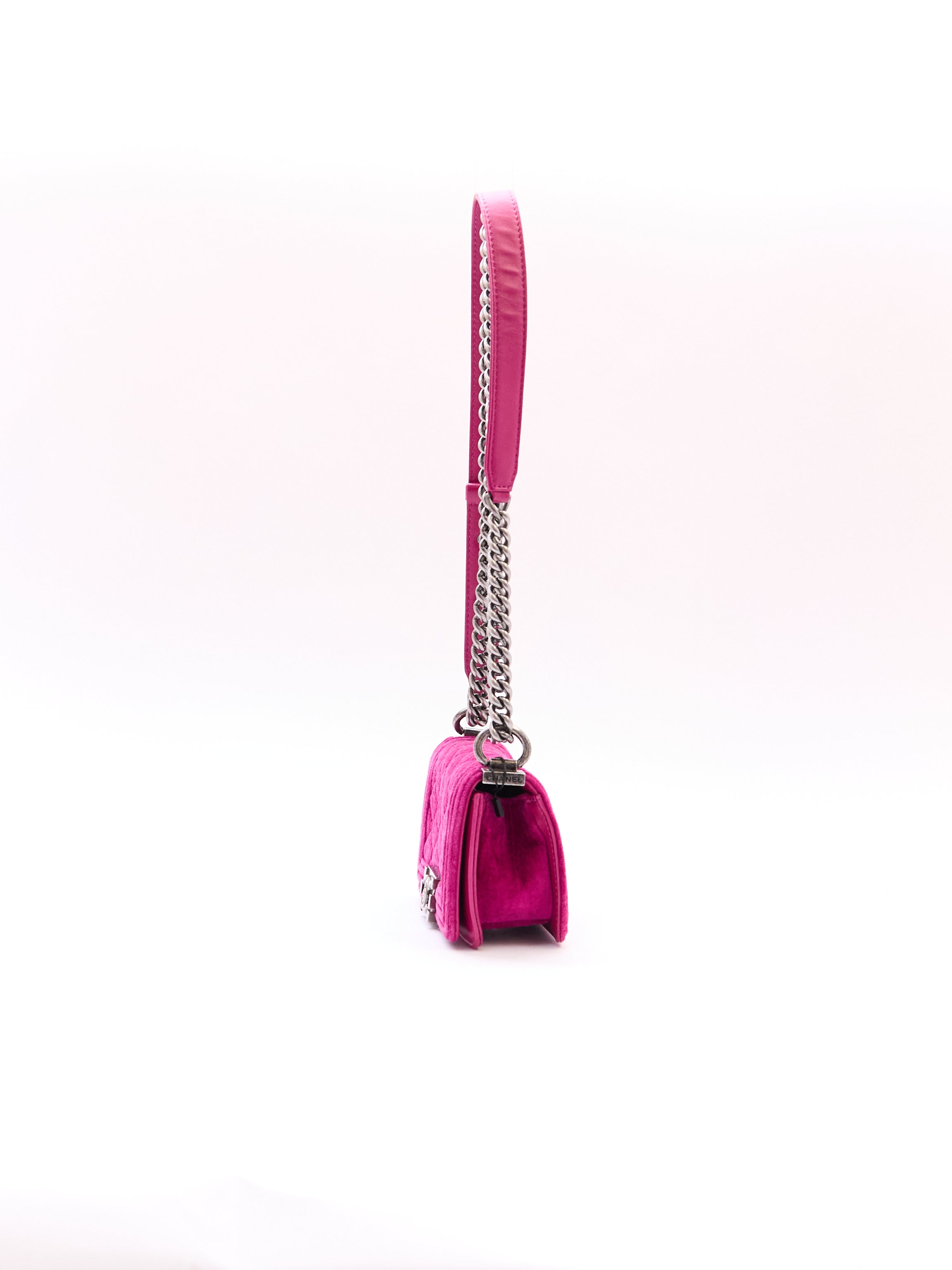 Chanel Pink Velvet Mini Boy Bag