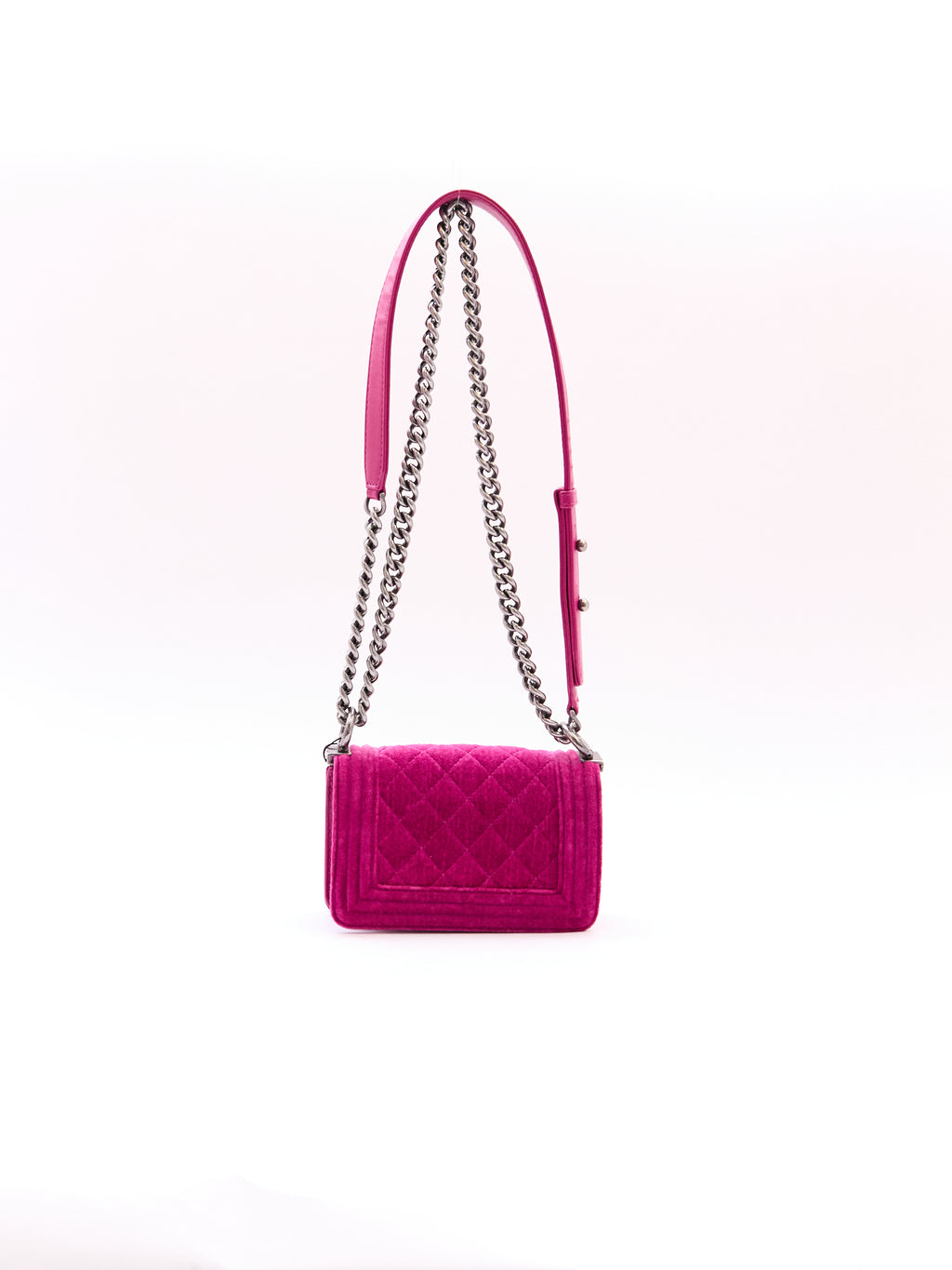 Chanel Pink Velvet Mini Boy Bag