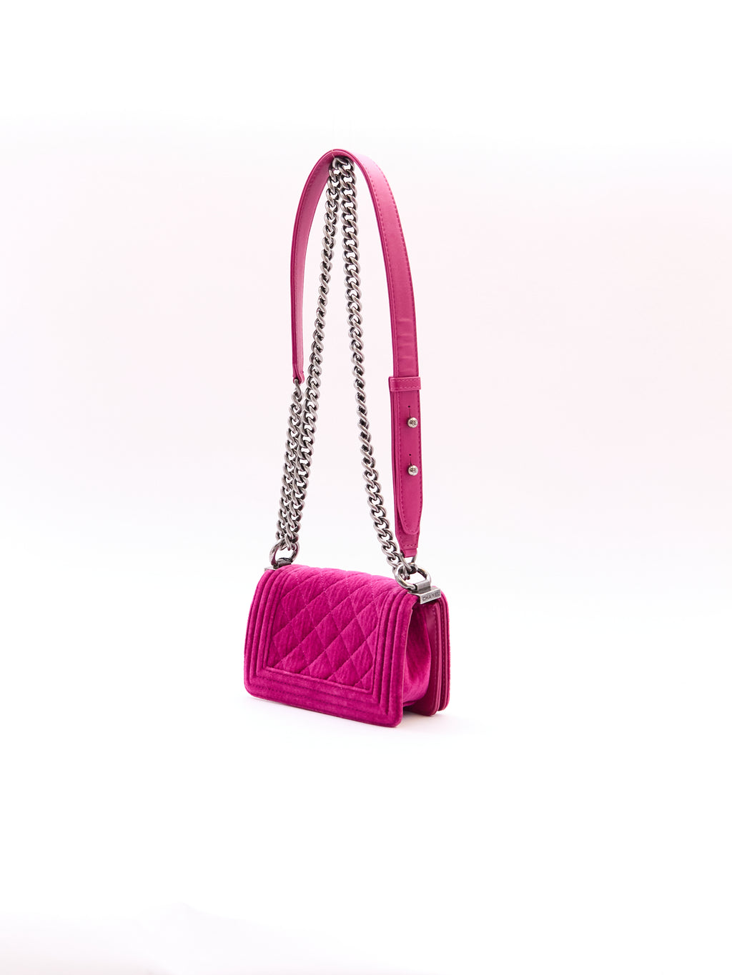 Chanel Pink Velvet Mini Boy Bag