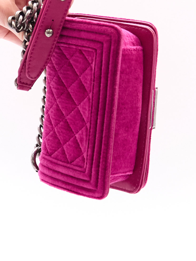 Chanel Pink Velvet Mini Boy Bag