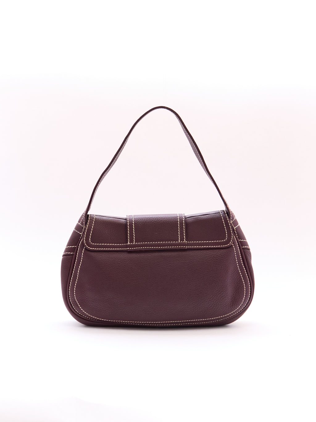 Celine Burgundy Buckle Leather Shoulder Bag