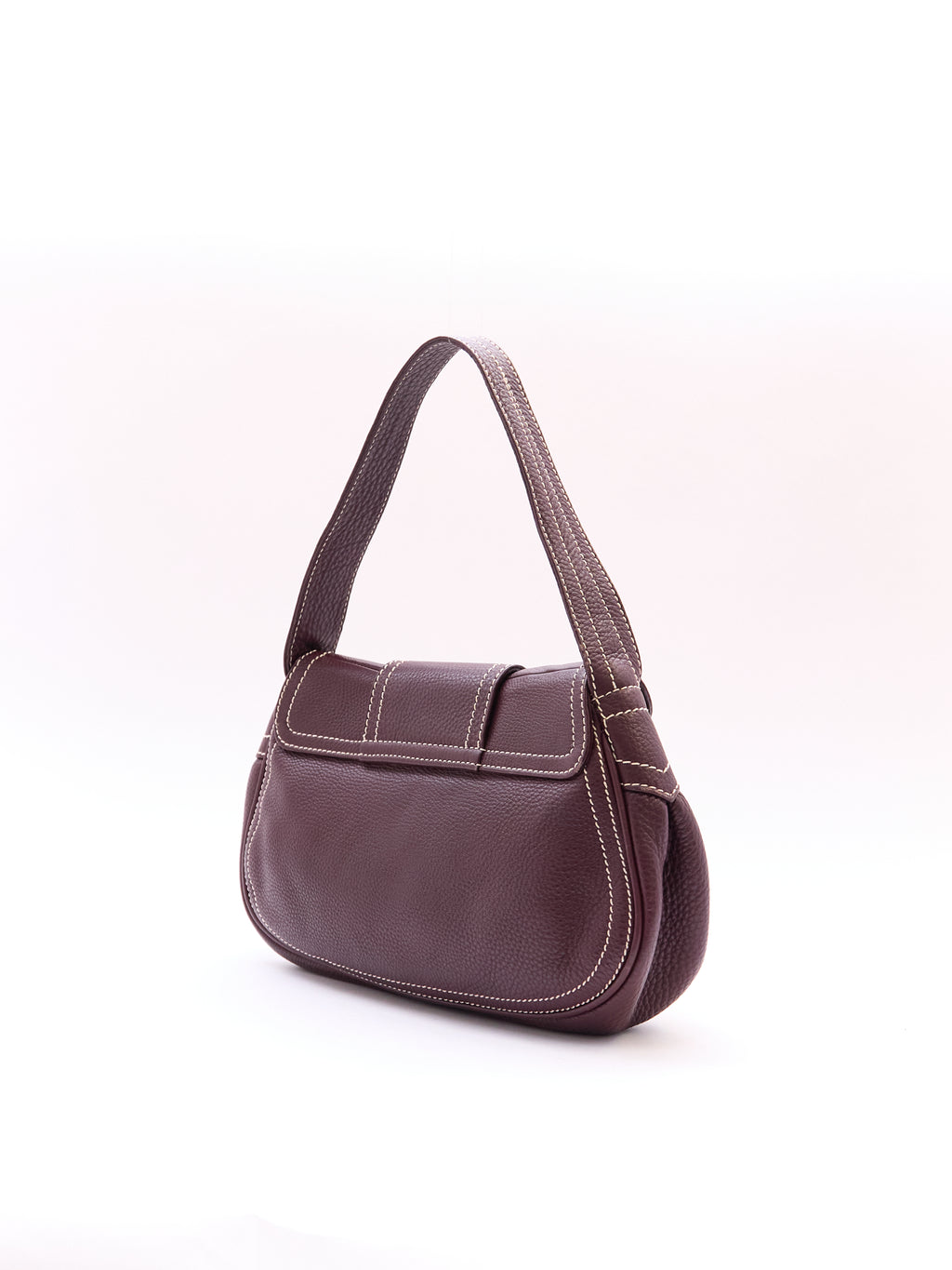 Celine Burgundy Buckle Leather Shoulder Bag