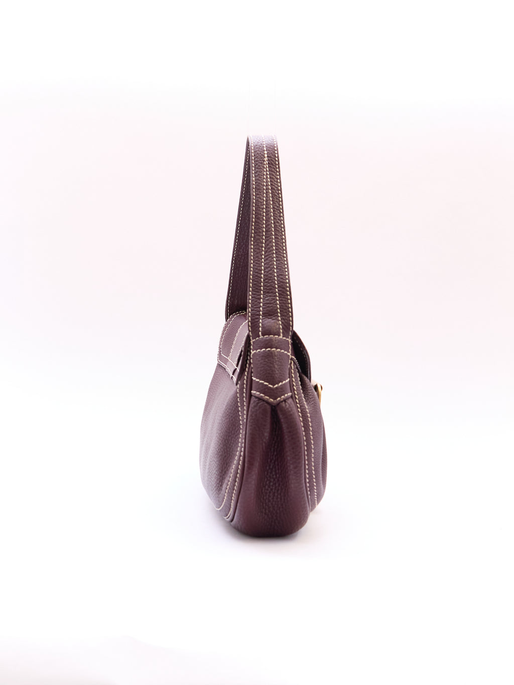 Celine Burgundy Buckle Leather Shoulder Bag