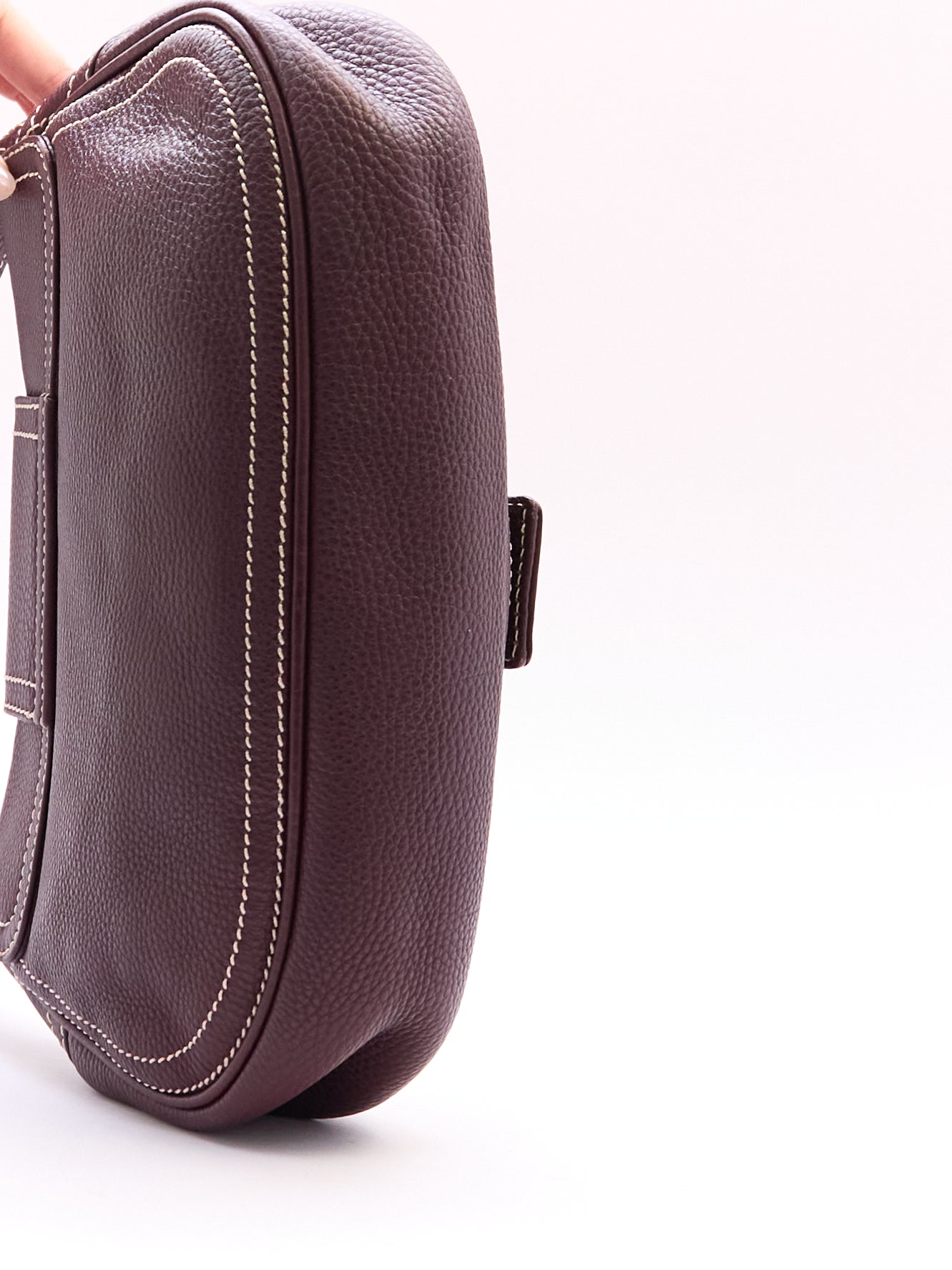 Celine Burgundy Buckle Leather Shoulder Bag