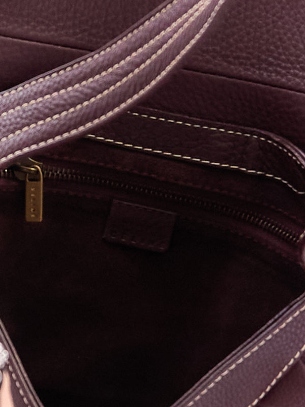 Celine Burgundy Buckle Leather Shoulder Bag