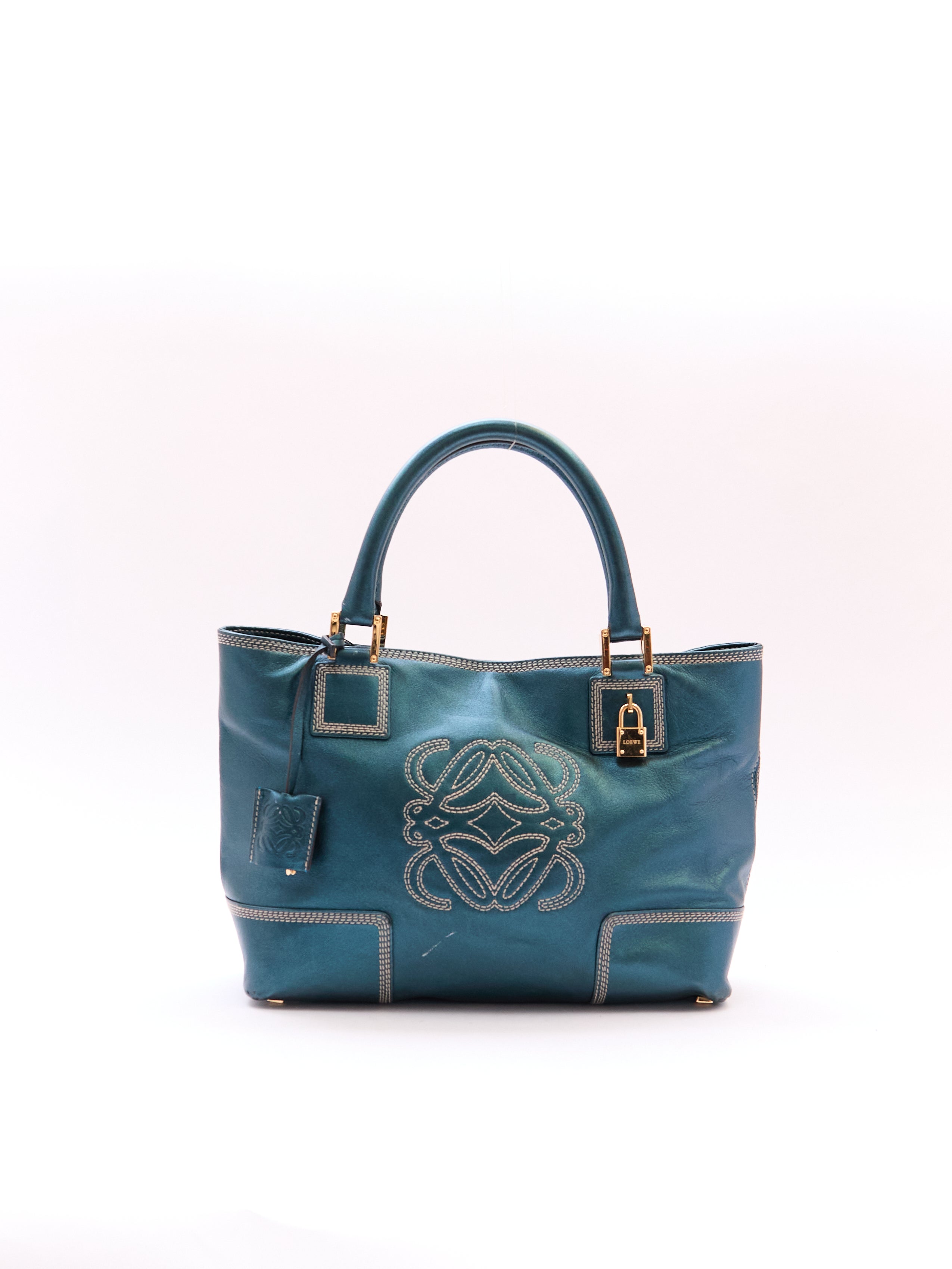 Loewe Blue Metallic Top Handle Bag