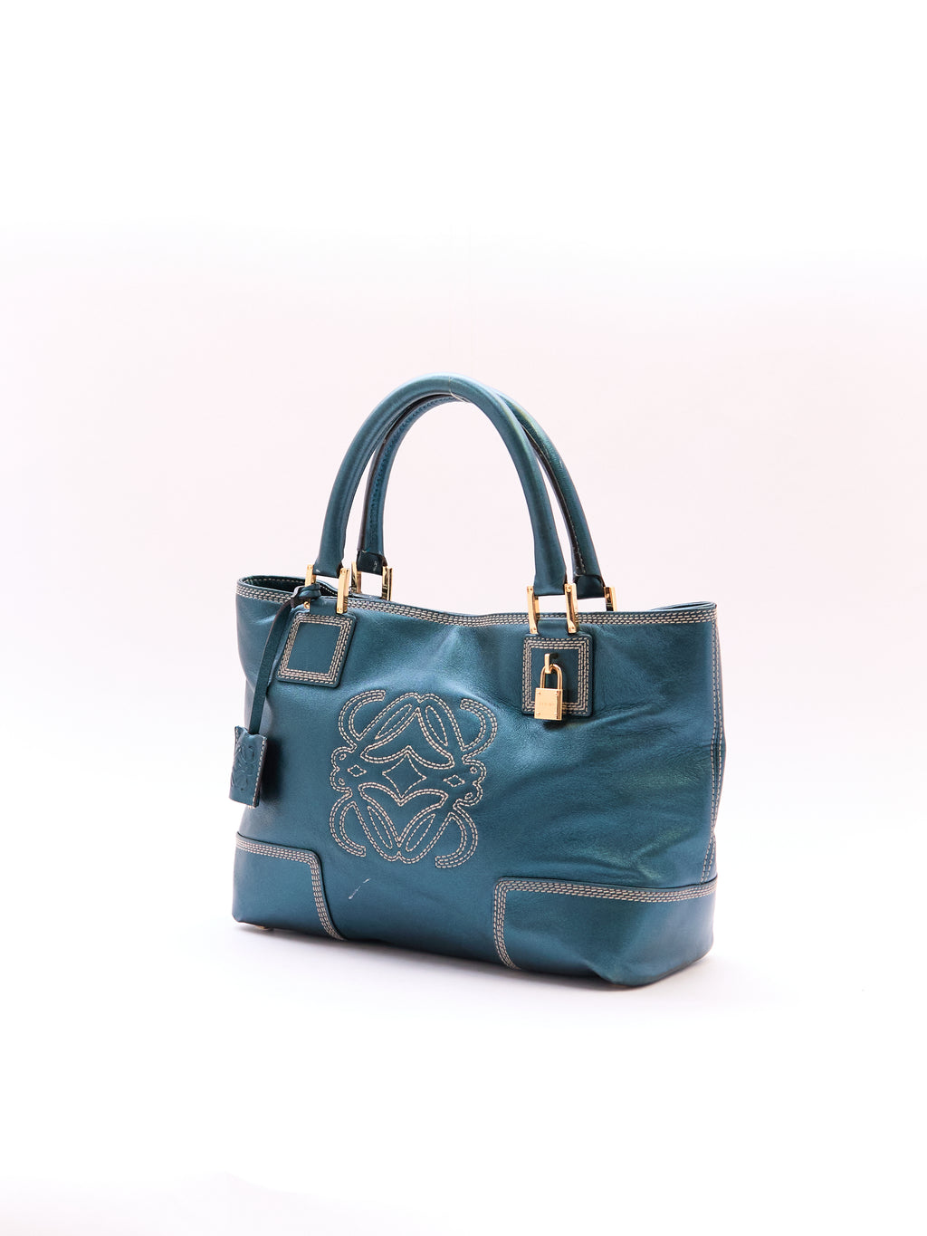Loewe Blue Metallic Top Handle Bag
