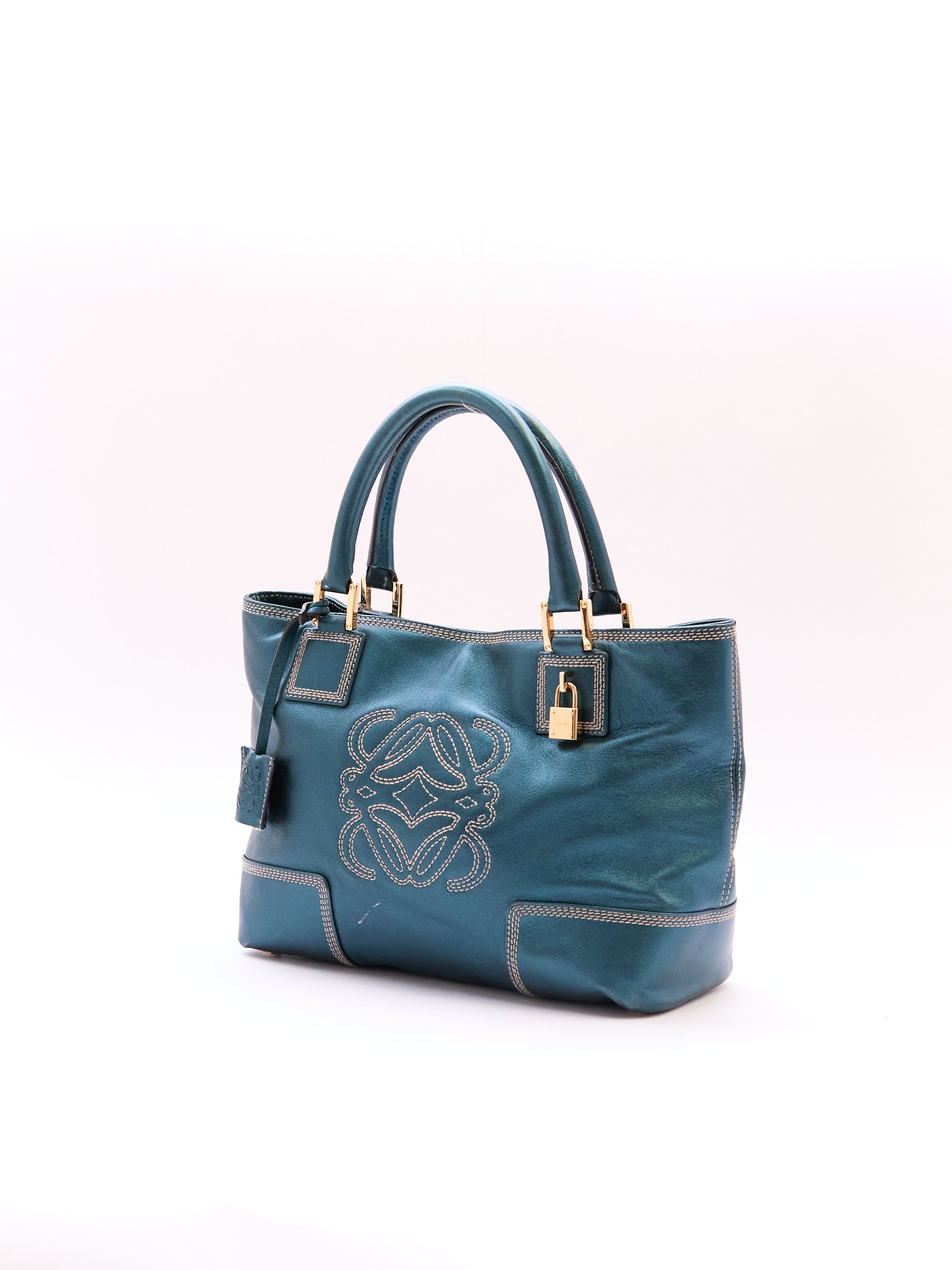 Loewe Blue Metallic Top Handle Bag