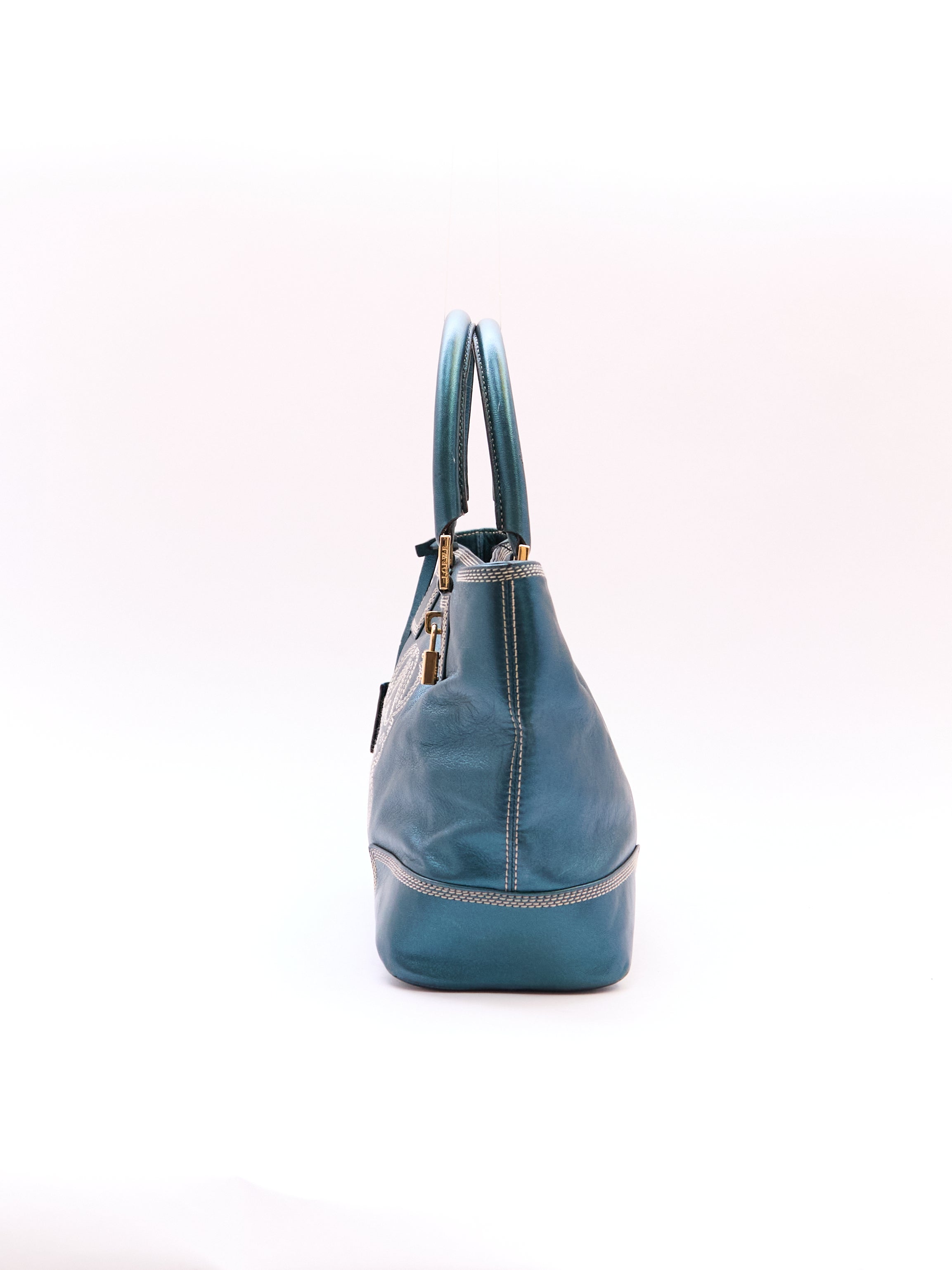 Loewe Blue Metallic Top Handle Bag