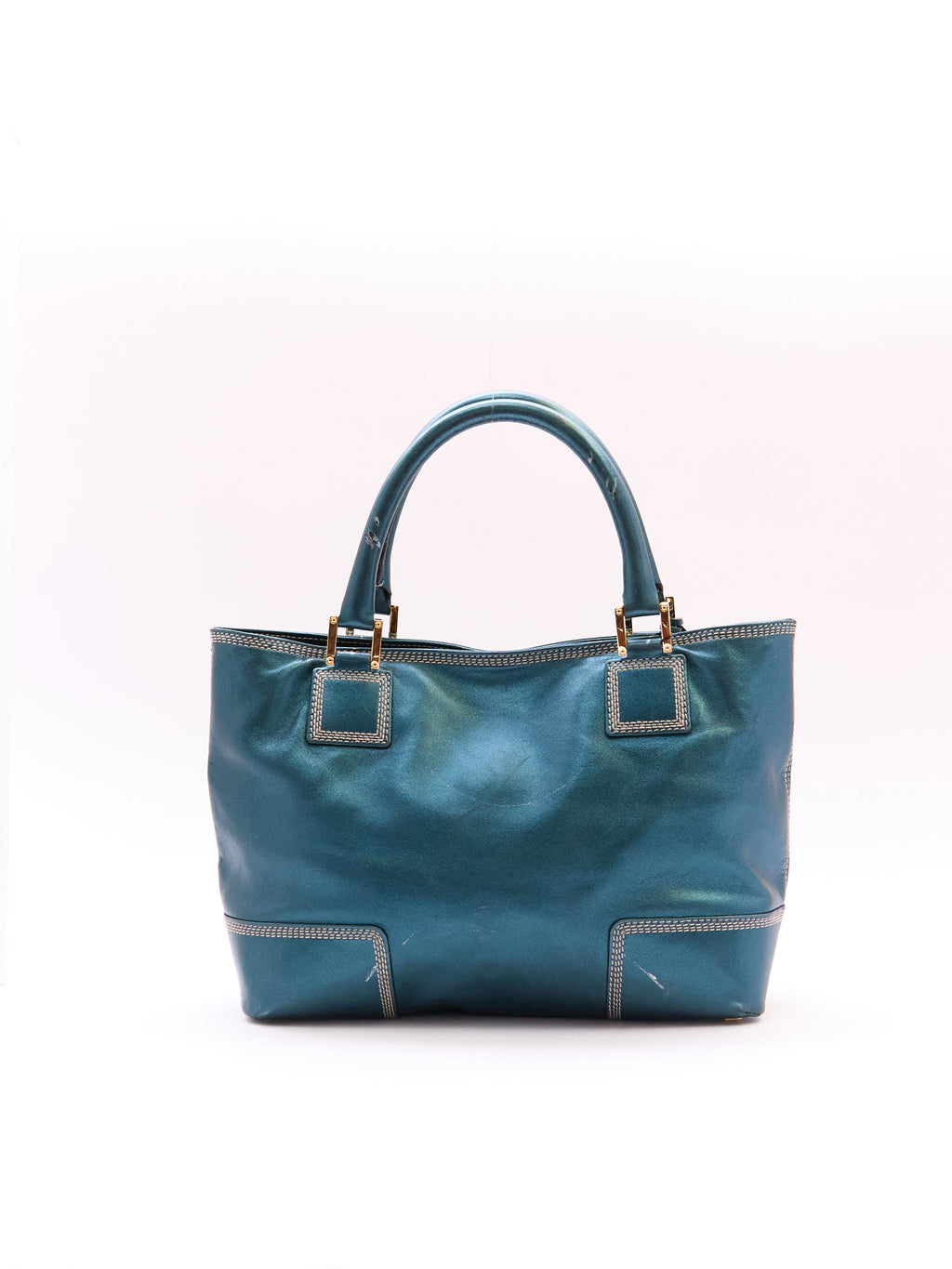 Loewe Blue Metallic Top Handle Bag