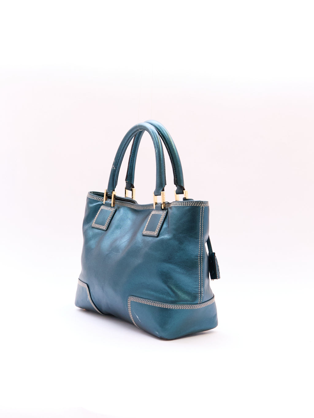 Loewe Blue Metallic Top Handle Bag