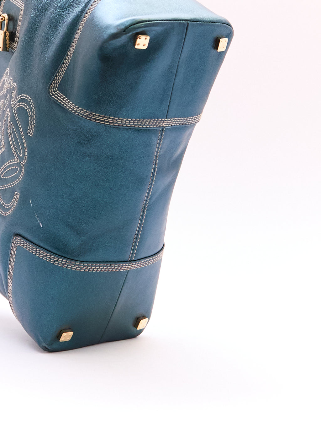 Loewe Blue Metallic Top Handle Bag