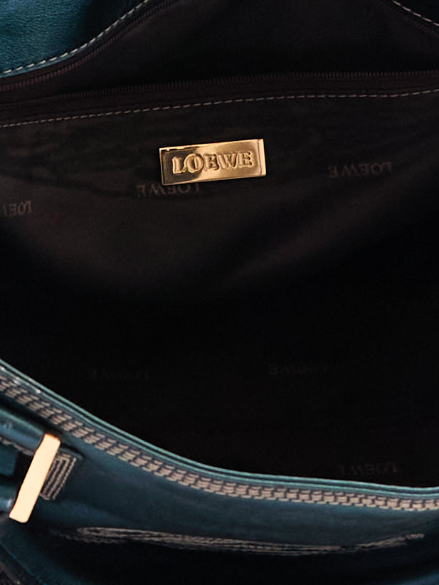 Loewe Blue Metallic Top Handle Bag