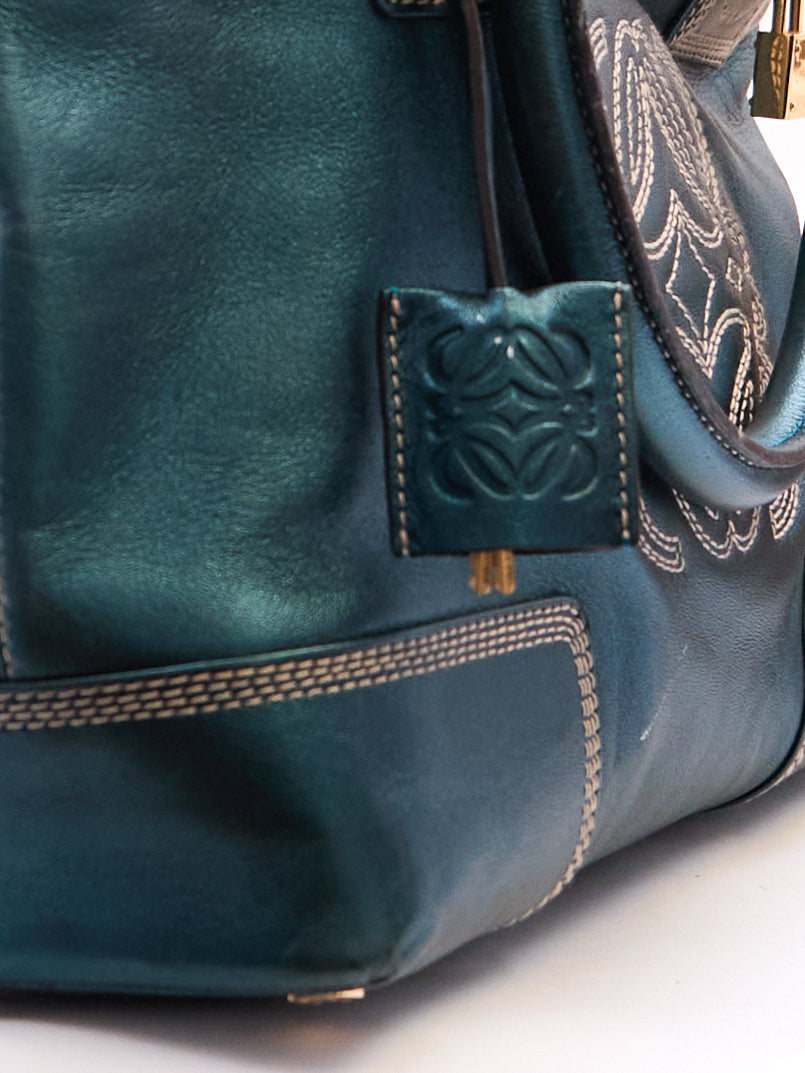 Loewe Blue Metallic Top Handle Bag