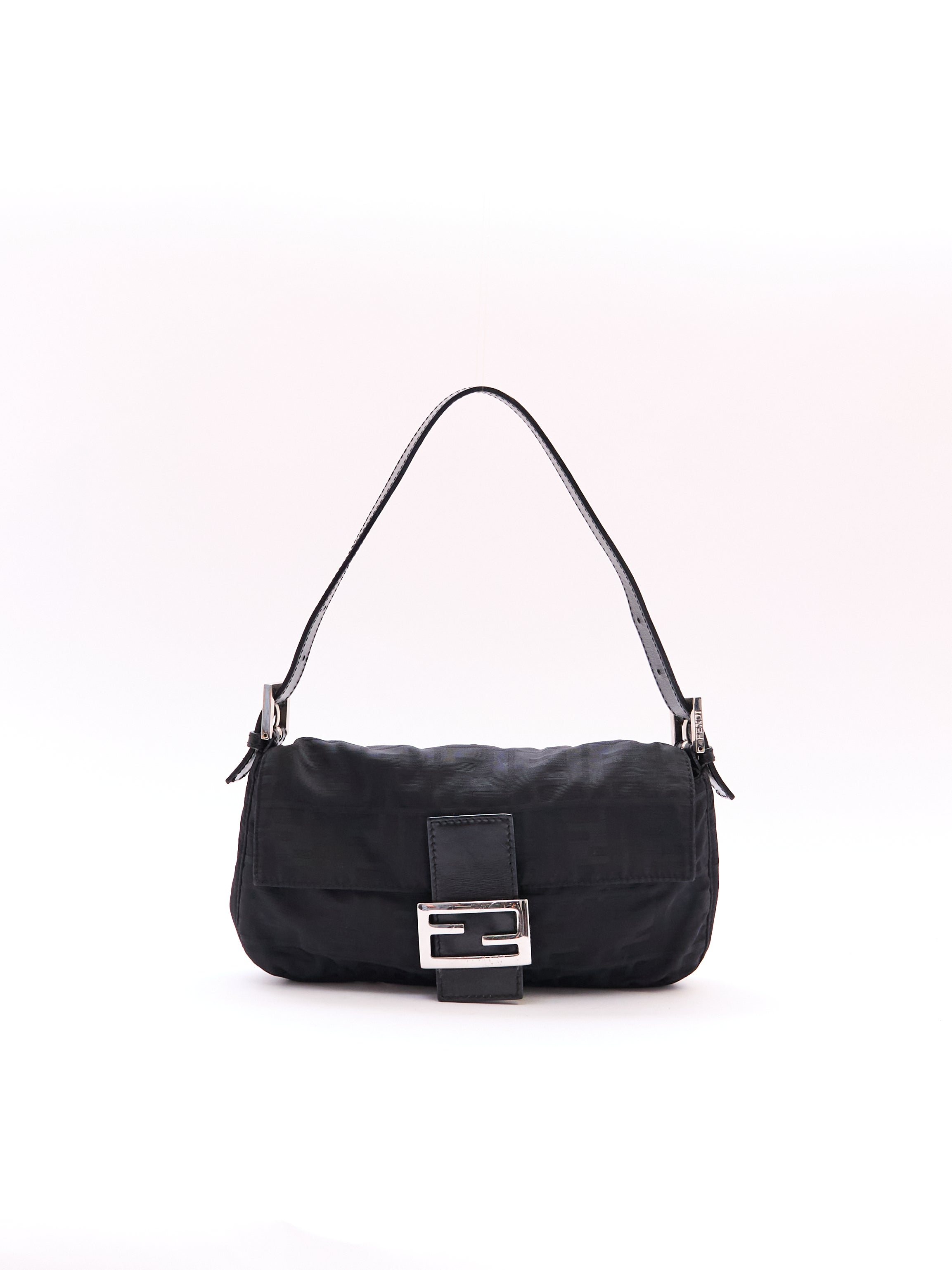 Fendi Black Zucca Monogram Print Baguette