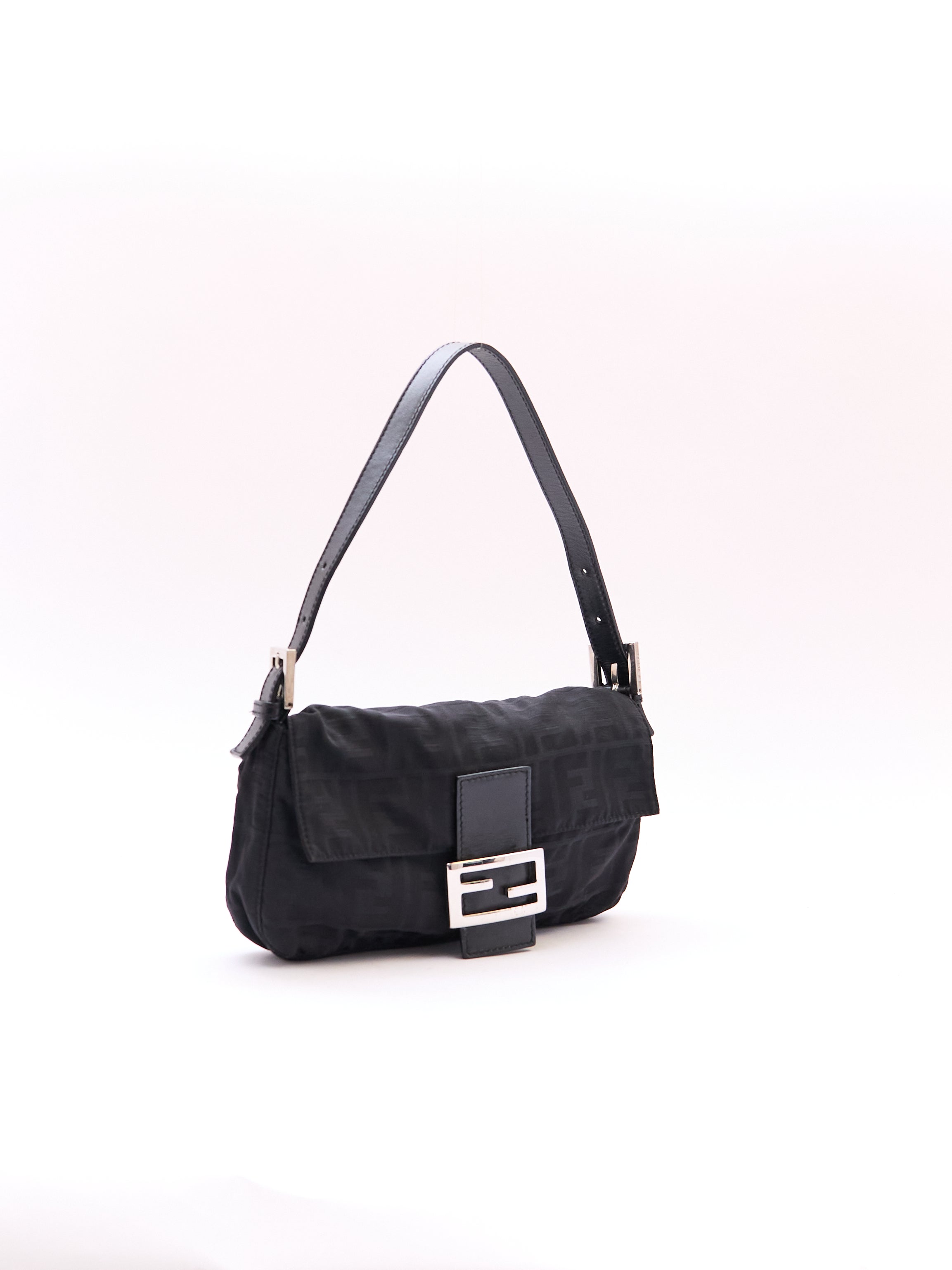 Fendi Black Zucca Monogram Print Baguette