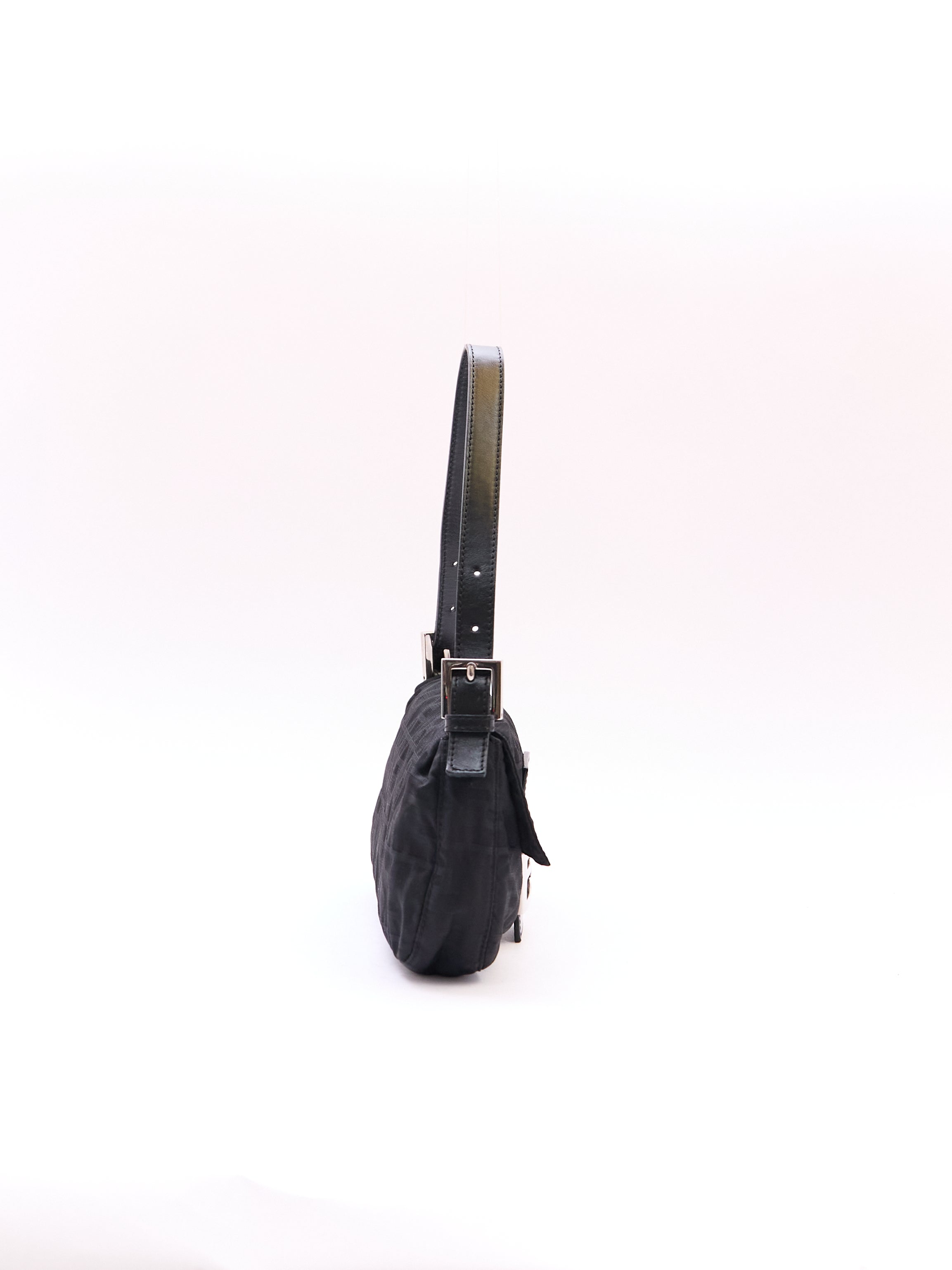 Fendi Black Zucca Monogram Print Baguette