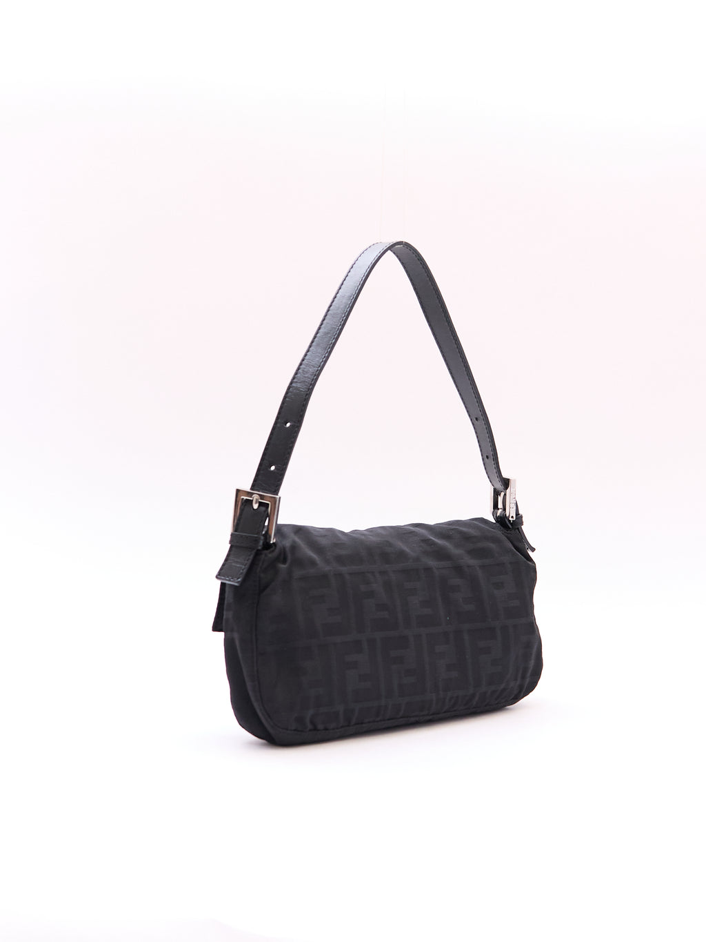 Fendi Black Zucca Monogram Print Baguette