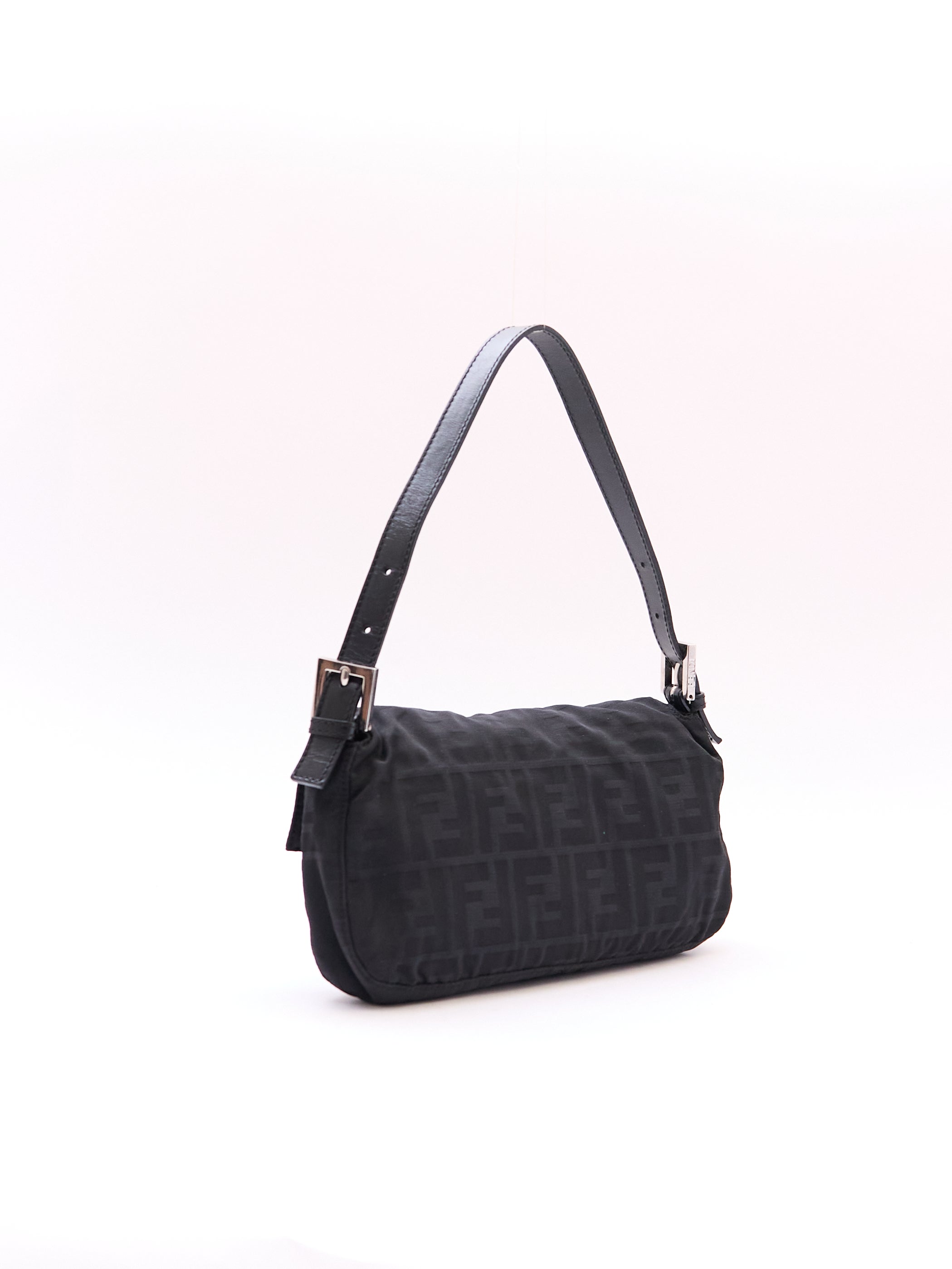 Fendi Black Zucca Monogram Print Baguette