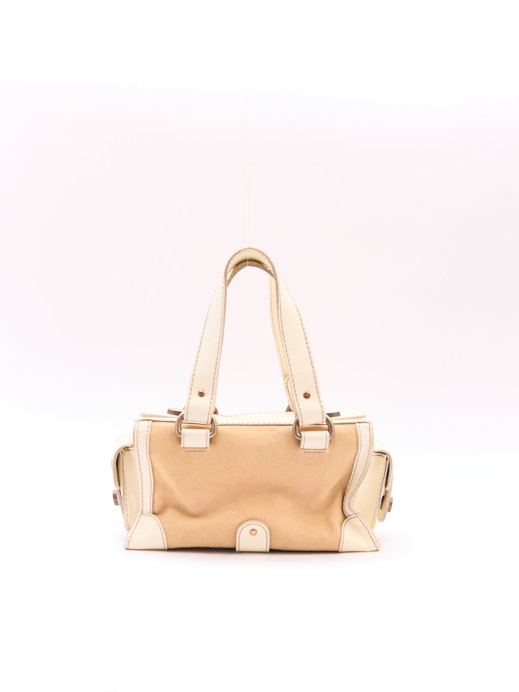 Dolce & Gabbana Cream Canvas Leather Boston Bag
