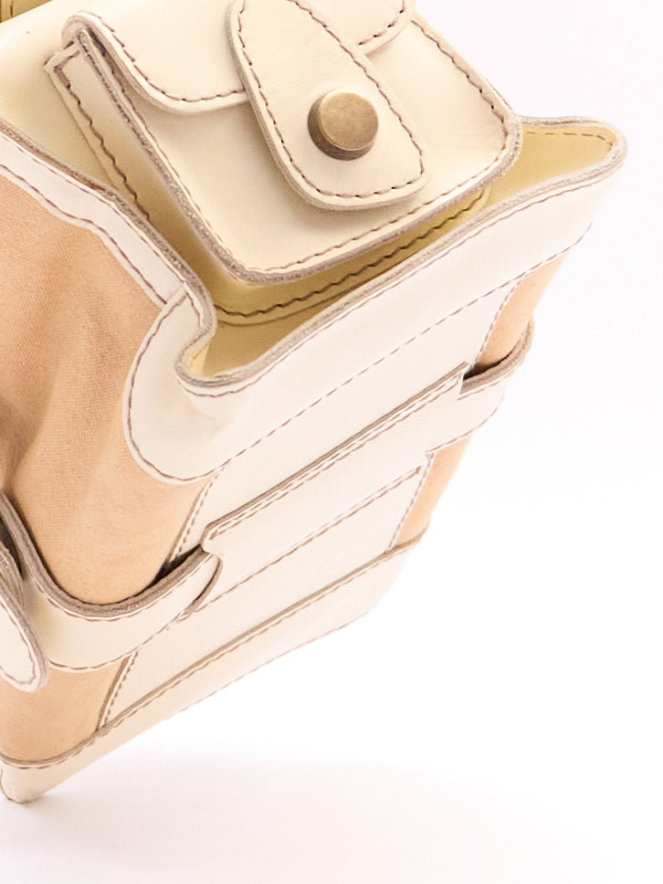 Dolce & Gabbana Cream Canvas Leather Boston Bag