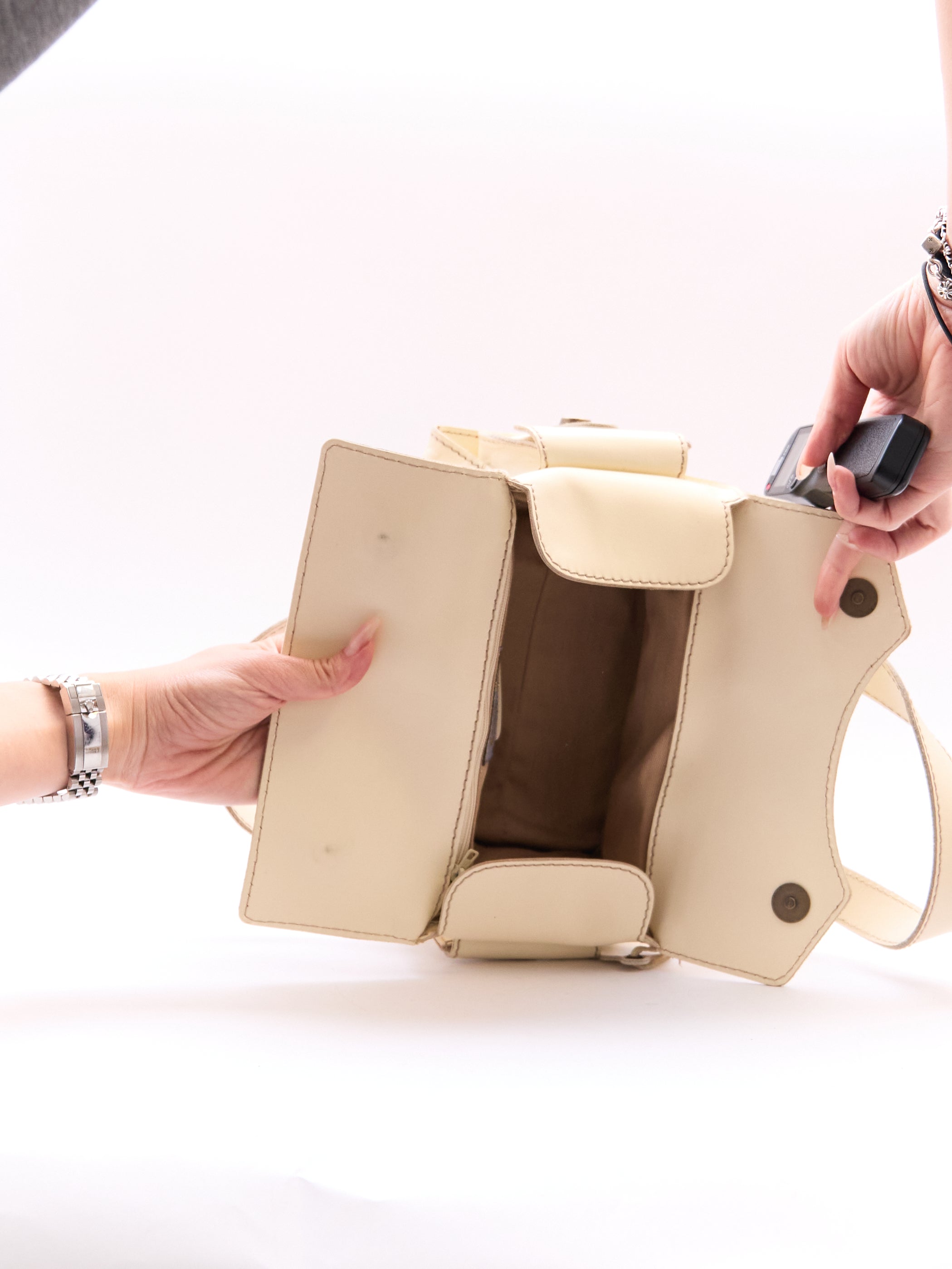 Dolce & Gabbana Cream Canvas Leather Boston Bag