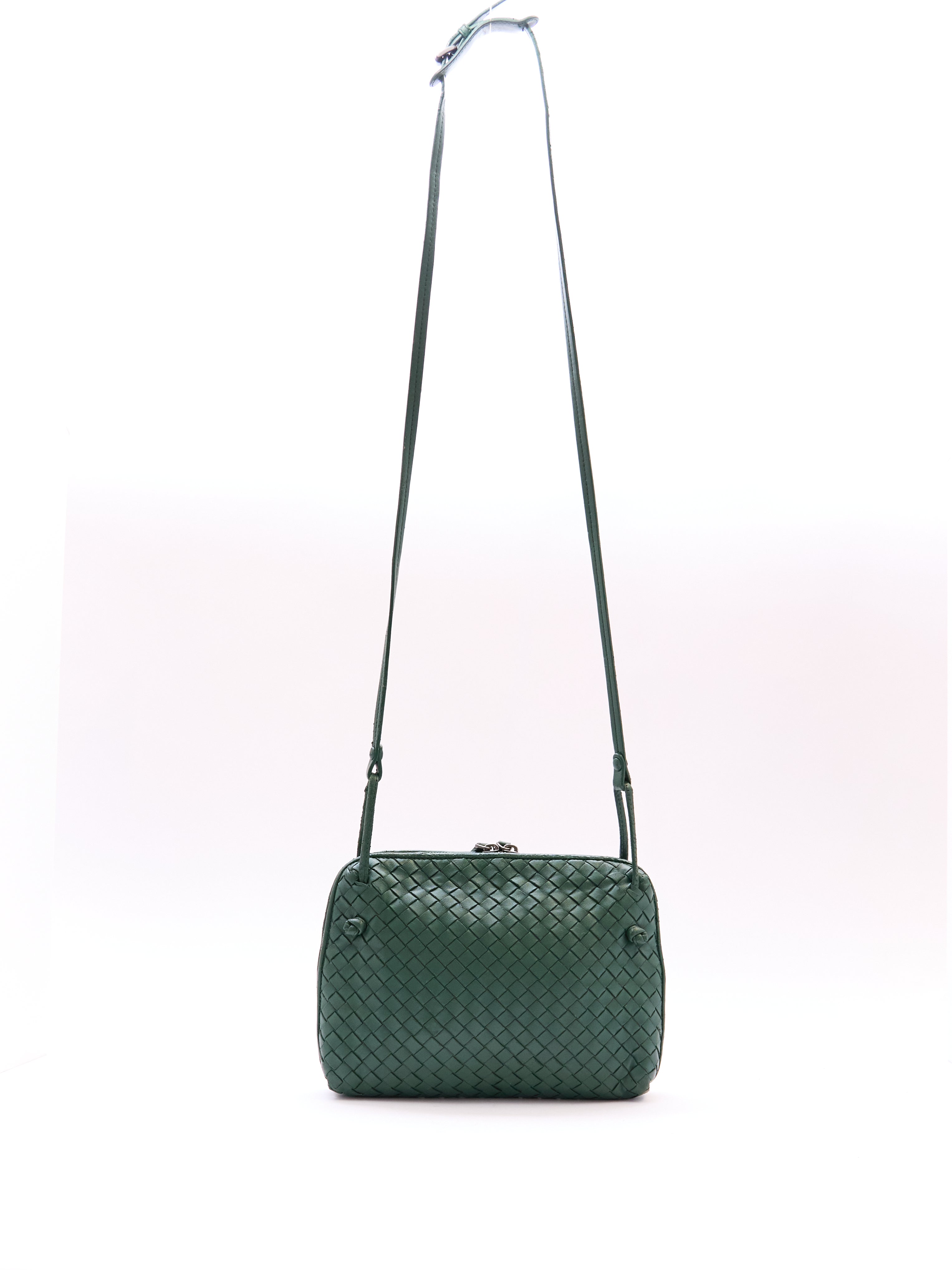 Bottega Veneta Green Intrecciato Leather Crossbody