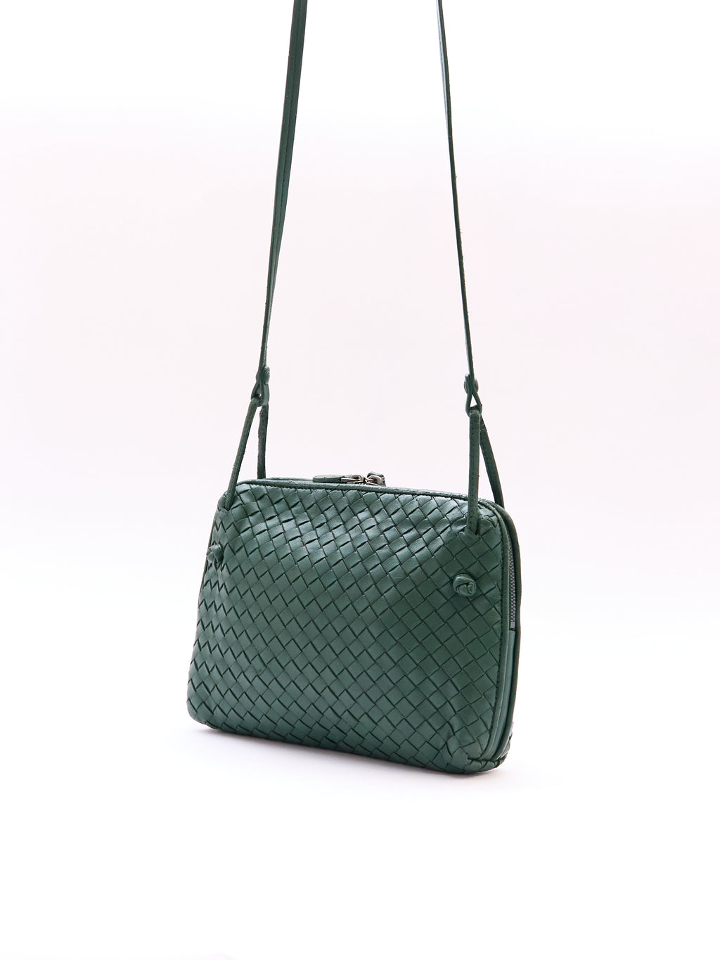 Bottega Veneta Green Intrecciato Leather Crossbody