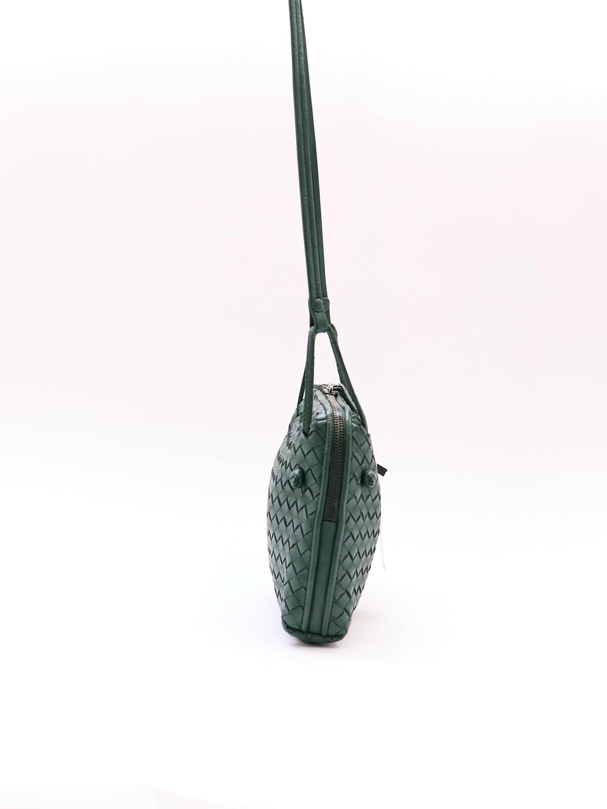 Bottega Veneta Green Intrecciato Leather Crossbody