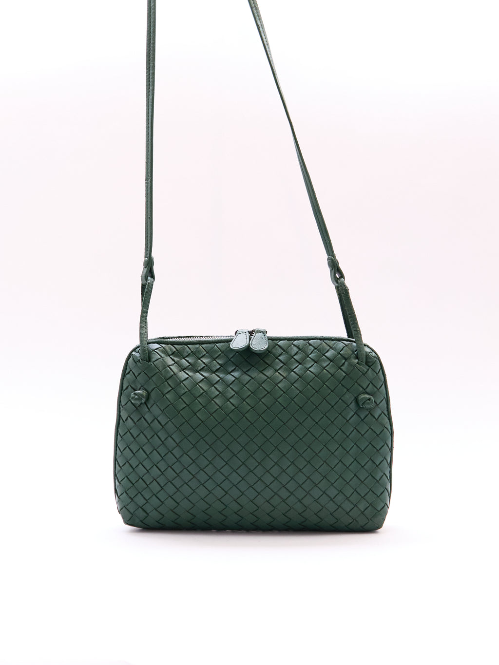Bottega Veneta Green Intrecciato Leather Crossbody