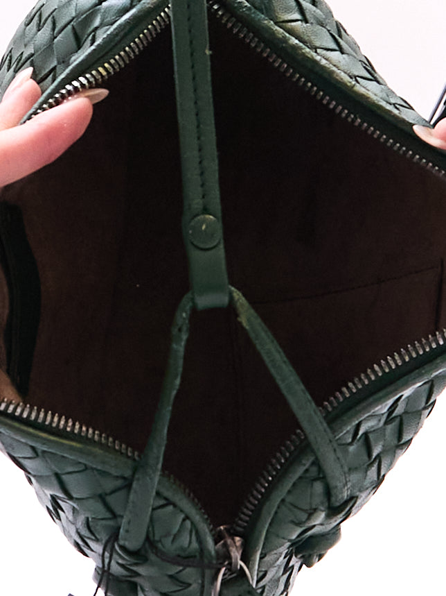 Bottega Veneta Green Intrecciato Leather Crossbody