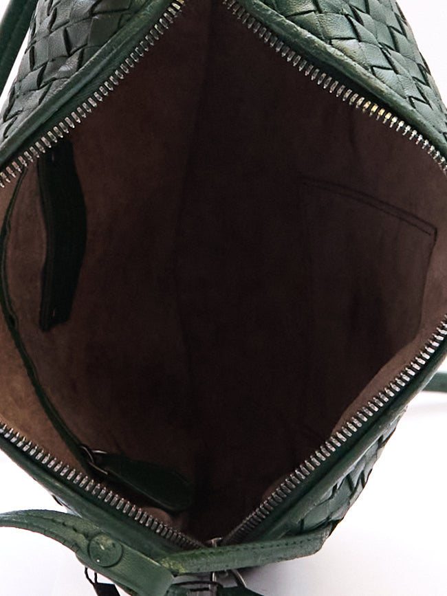 Bottega Veneta Green Intrecciato Leather Crossbody