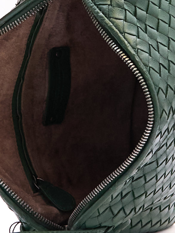 Bottega Veneta Green Intrecciato Leather Crossbody