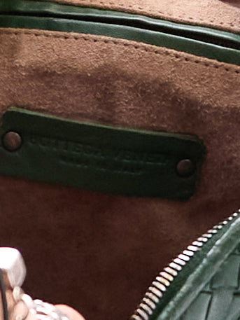 Bottega Veneta Green Intrecciato Leather Crossbody