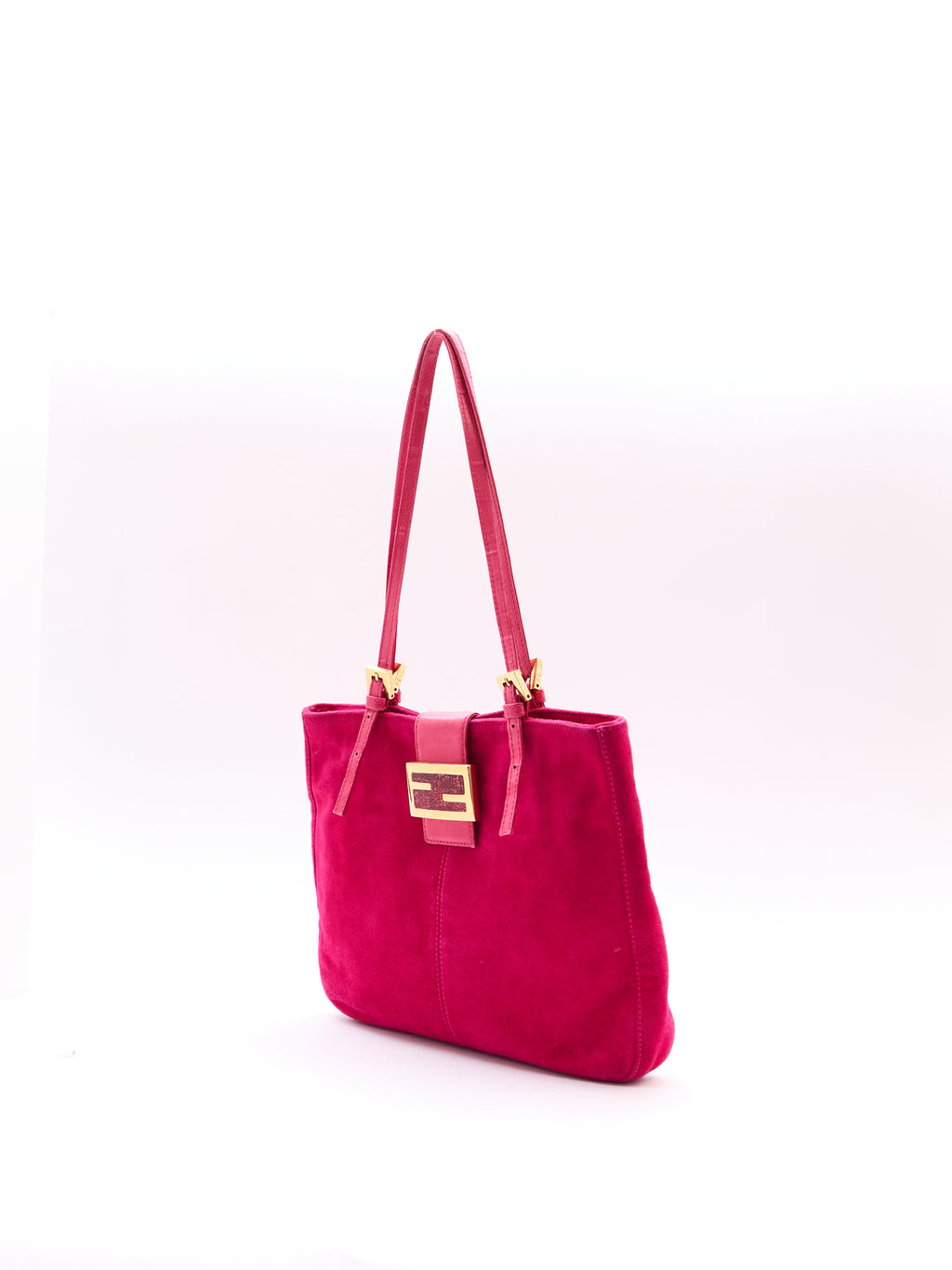 Fendi Pink Suede Logo Tote