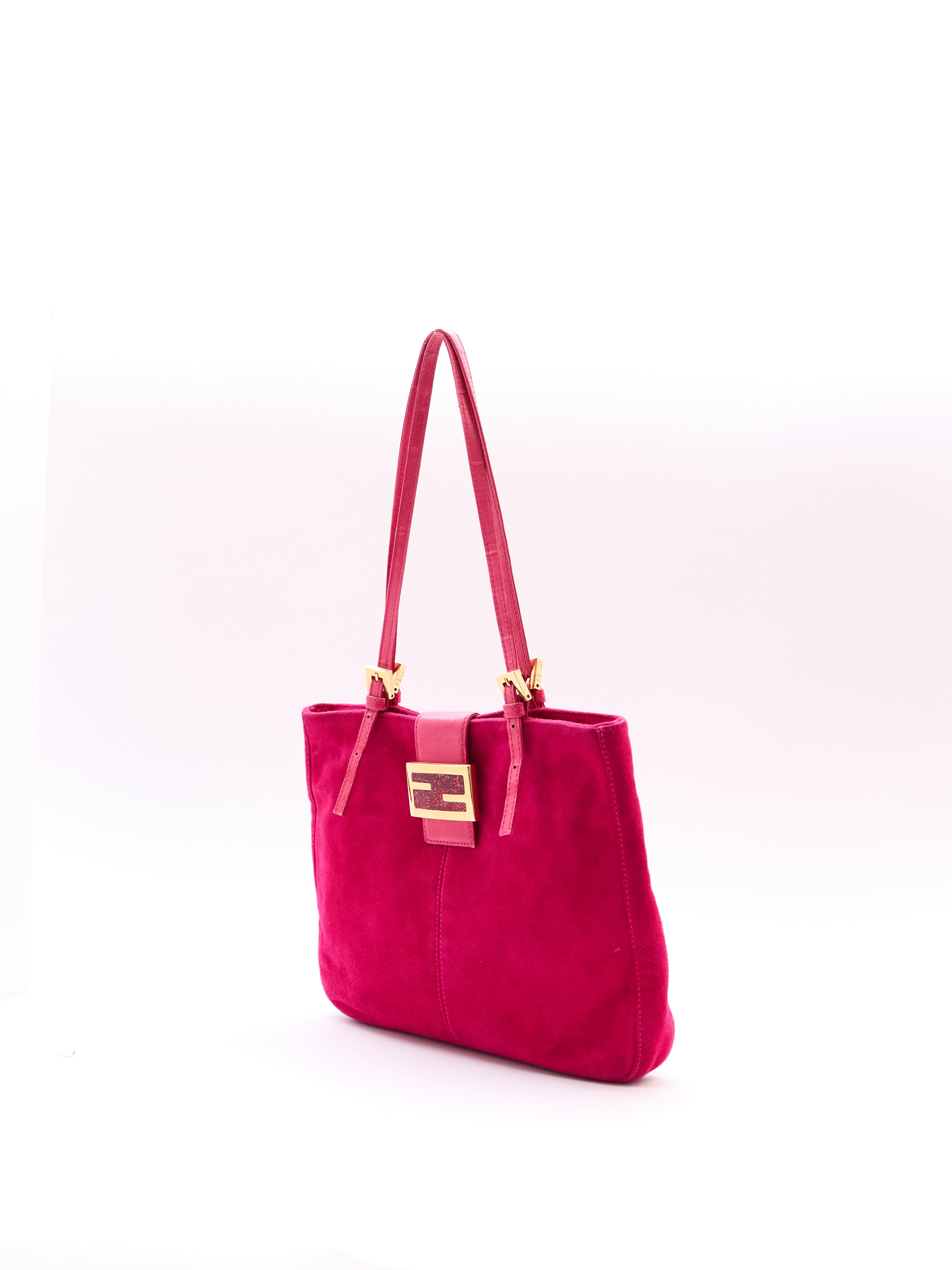 Fendi Pink Suede Logo Tote