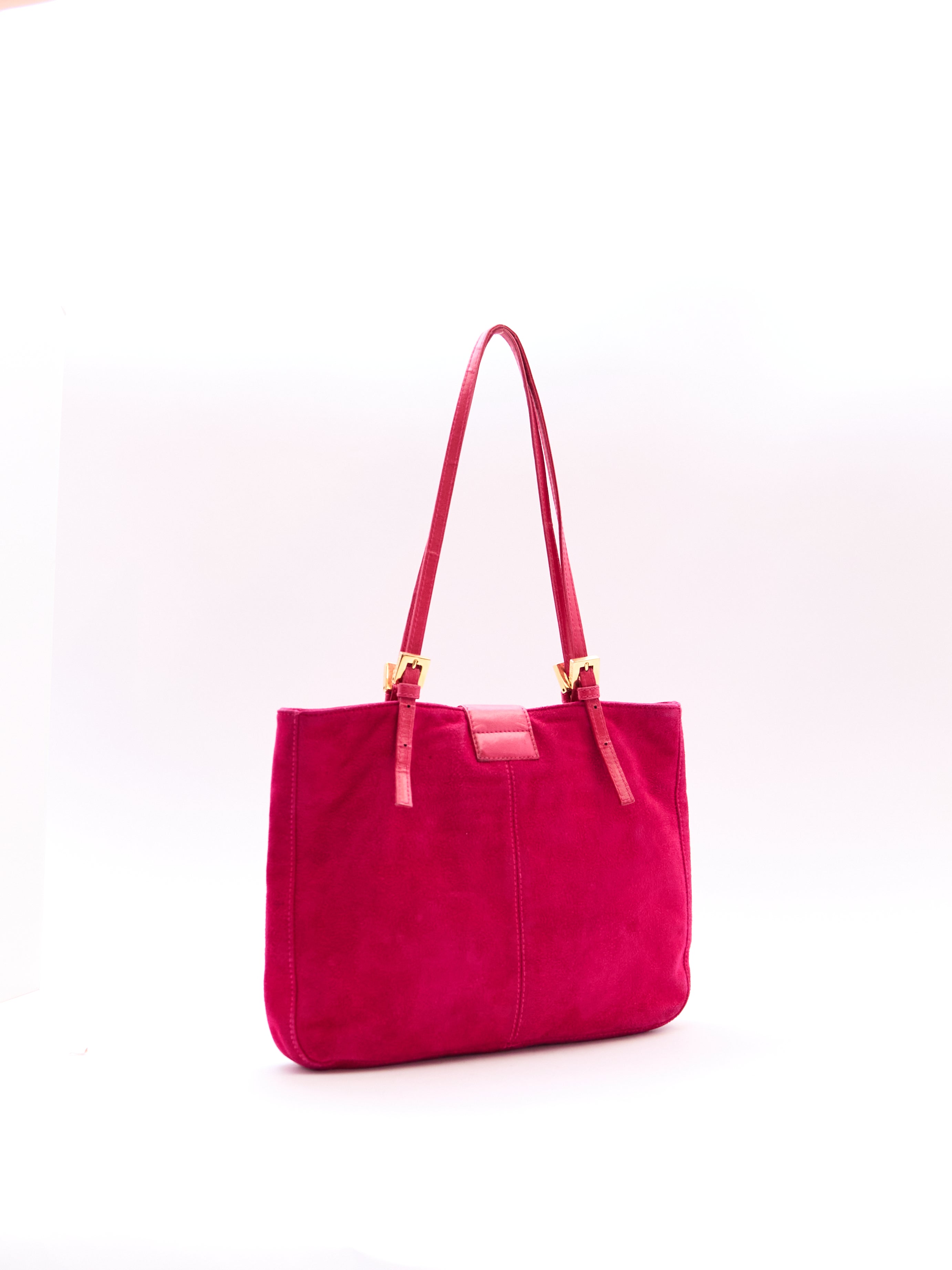 Fendi Pink Suede Logo Tote