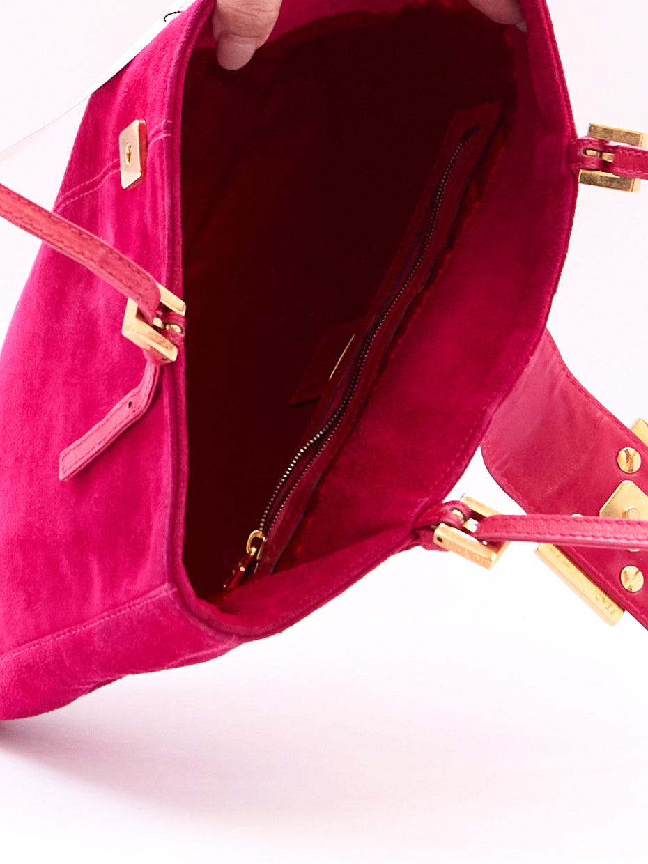 Fendi Pink Suede Logo Tote